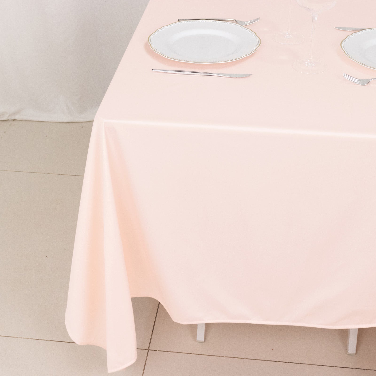 Premium Scuba Square 70x70 Tablecloth Blush - Wrinkle Free & Stain Resistant Table Cover