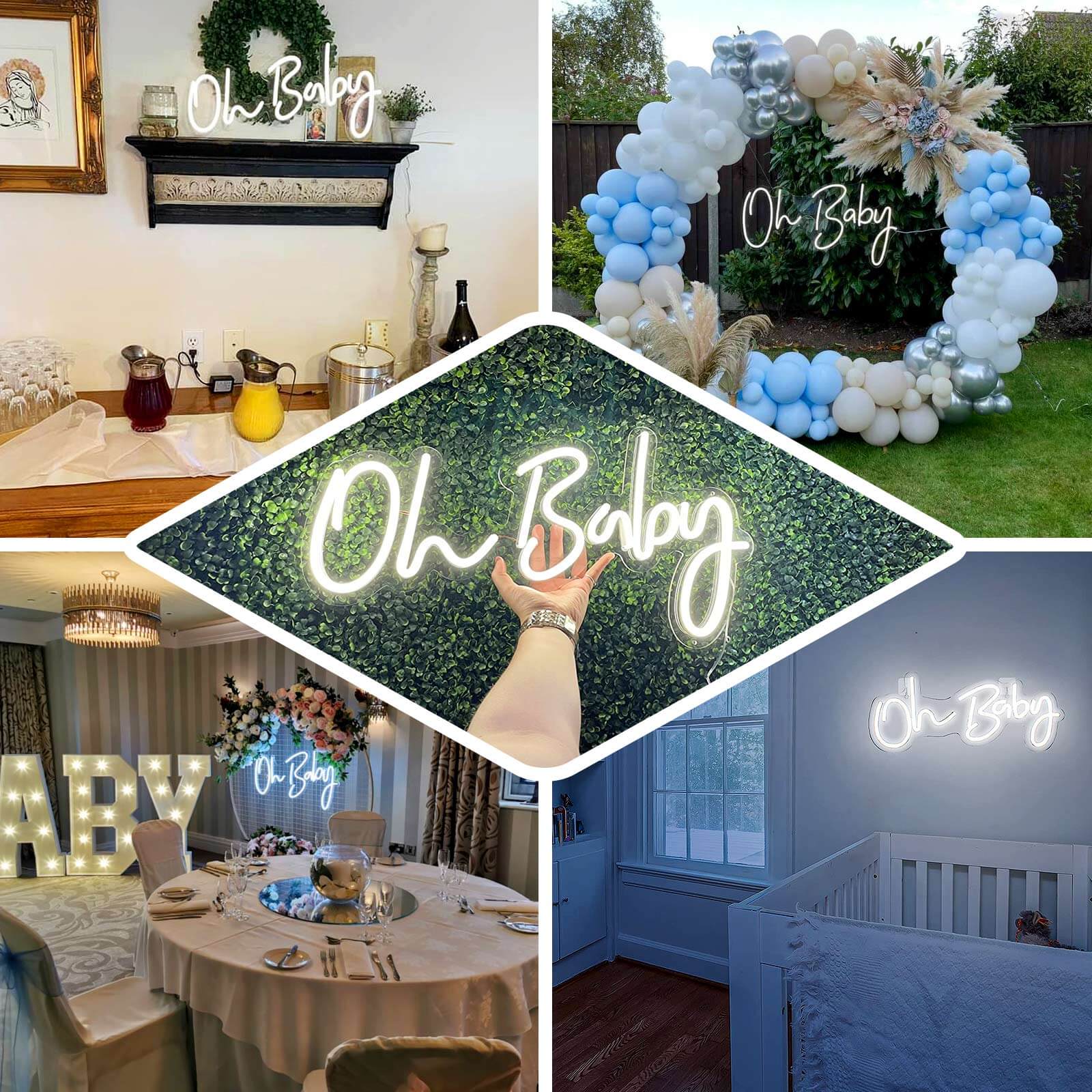 26 Oh Baby Neon Light Sign, LED Reusable Wall Décor Lights With 5ft Hanging Chain