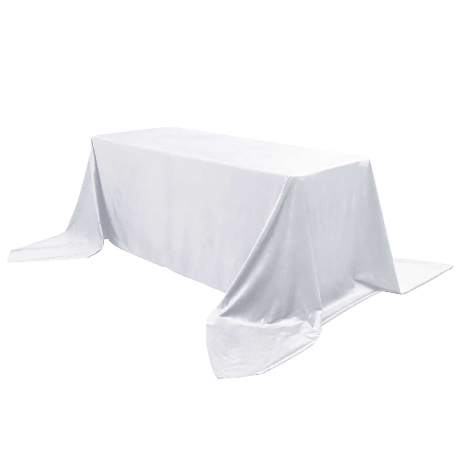 Premium Velvet 90x156 Rectangle Tablecloth White - Reusable Soft & Seamless Table Cover