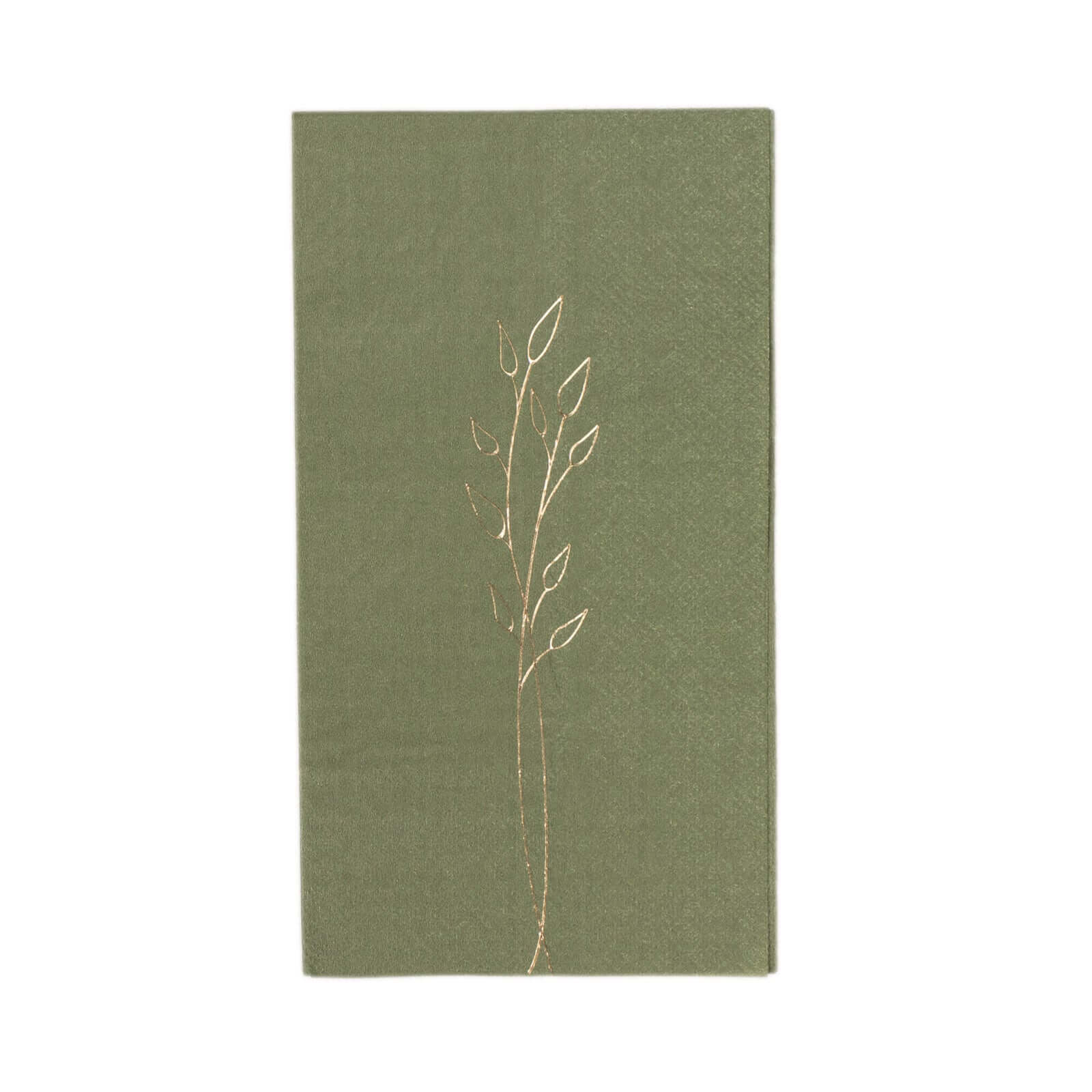 50-Pack Paper Dinner Napkins Olive Green with Gold Embossed Leaf - Stylish 2-Ply Disposable Napkins for Weddings 18GSM