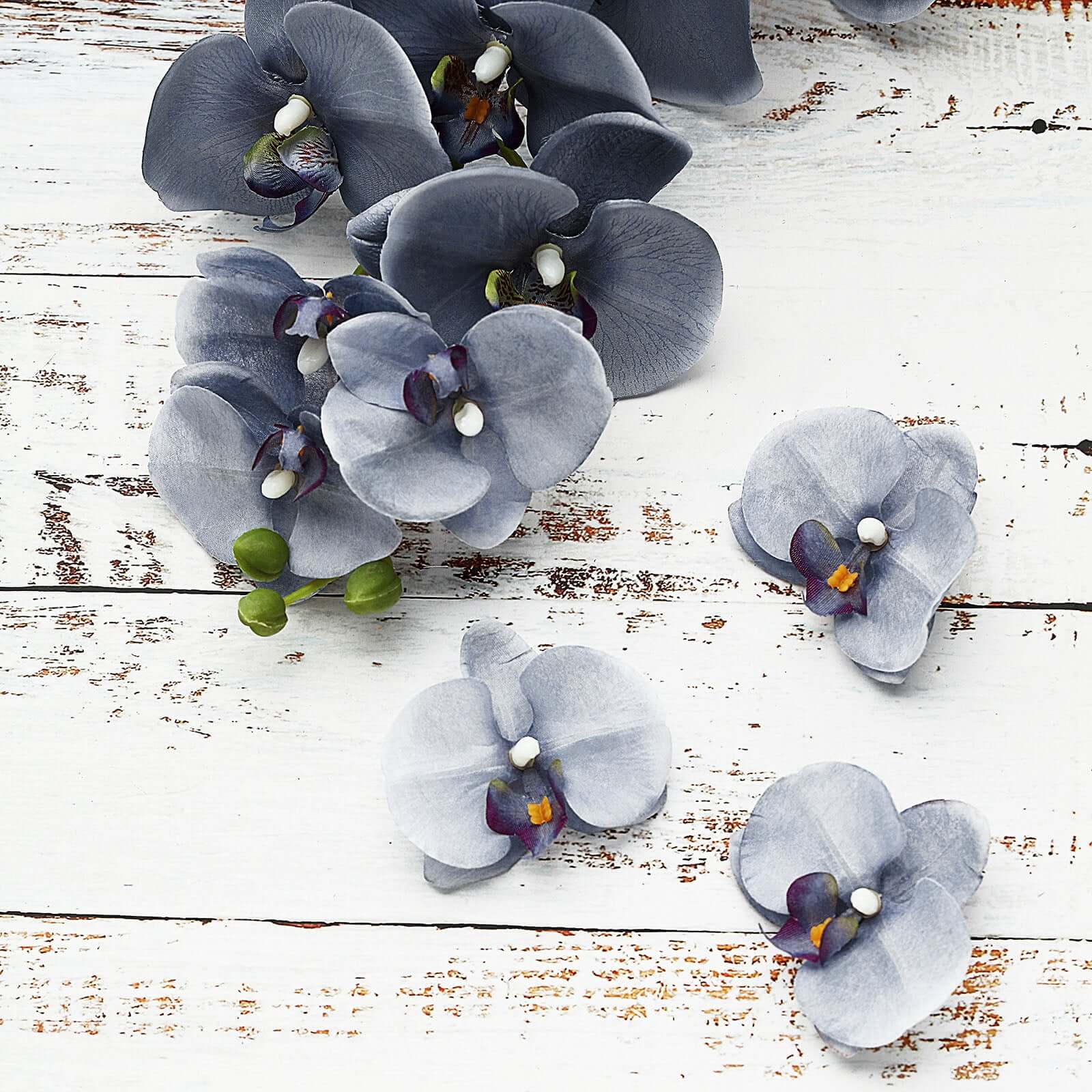 20 Silk Artificial Orchids Flower Heads Charcoal Gray - Versatile Floral Accents for DIY Floral Arrangements Corsages & Event Decor 4