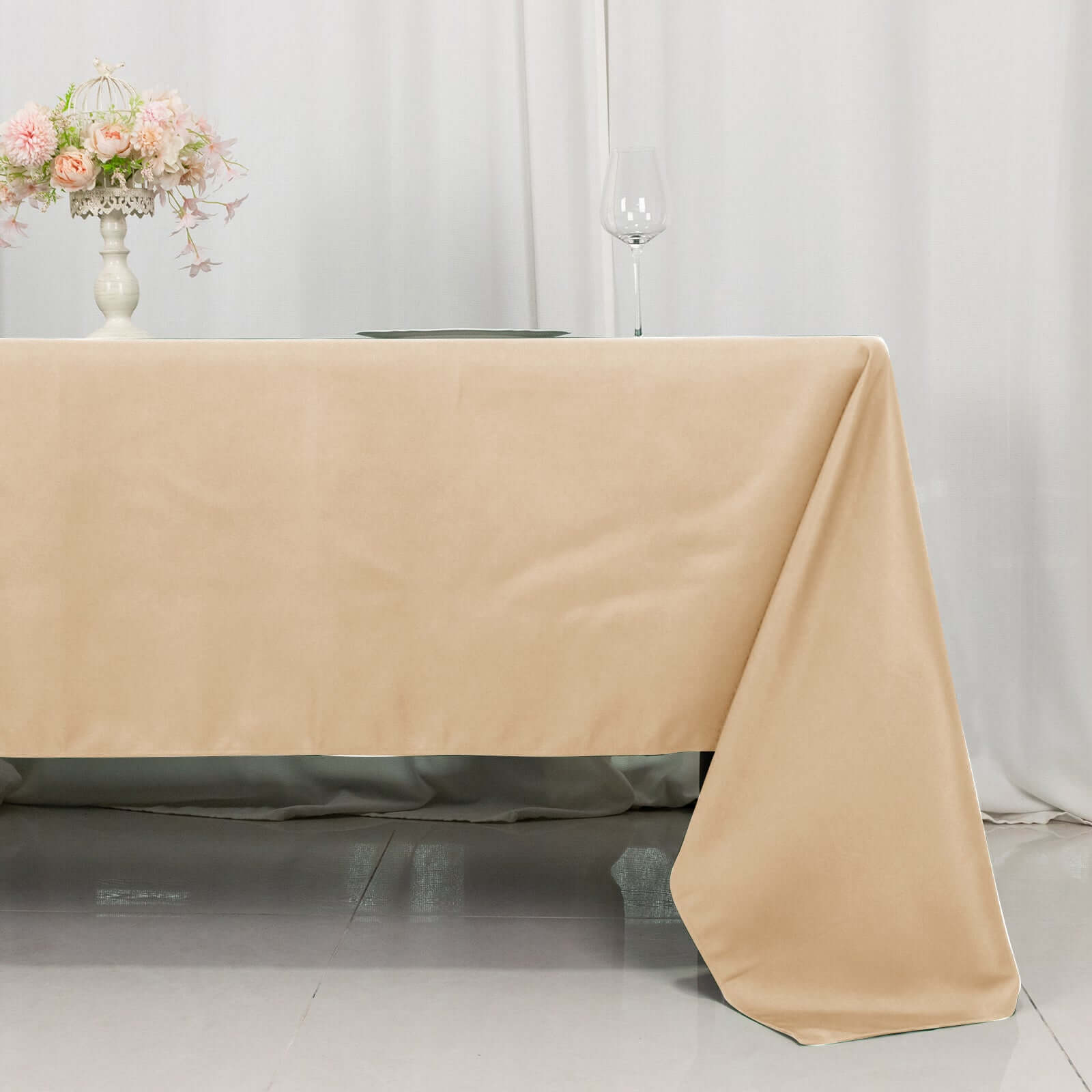 Premium Polyester 60x126 Rectangle Tablecloth Beige - Stain-Resistant 220GSM Finish Table Cover