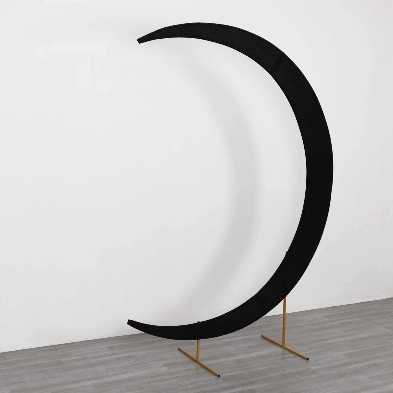 7.5ft Black Spandex Crescent Moon Wedding Arch Cover, Custom Fitted Chiara Backdrop Stand Cover