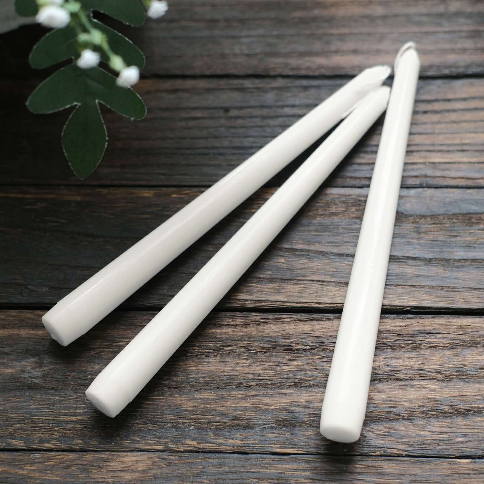 12-Pack Taper Candles Premium Wax Design White - Unscented Candles for Upscale Settings 10