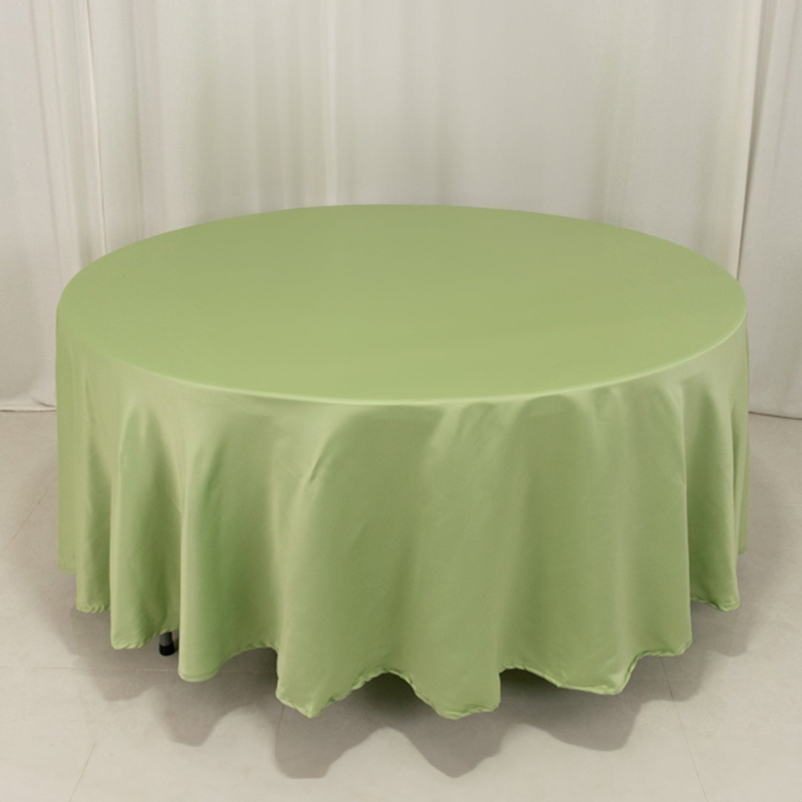 Lamour Satin 108 Round Tablecloth Sage Green - Durable & Silk-Like Table Cover