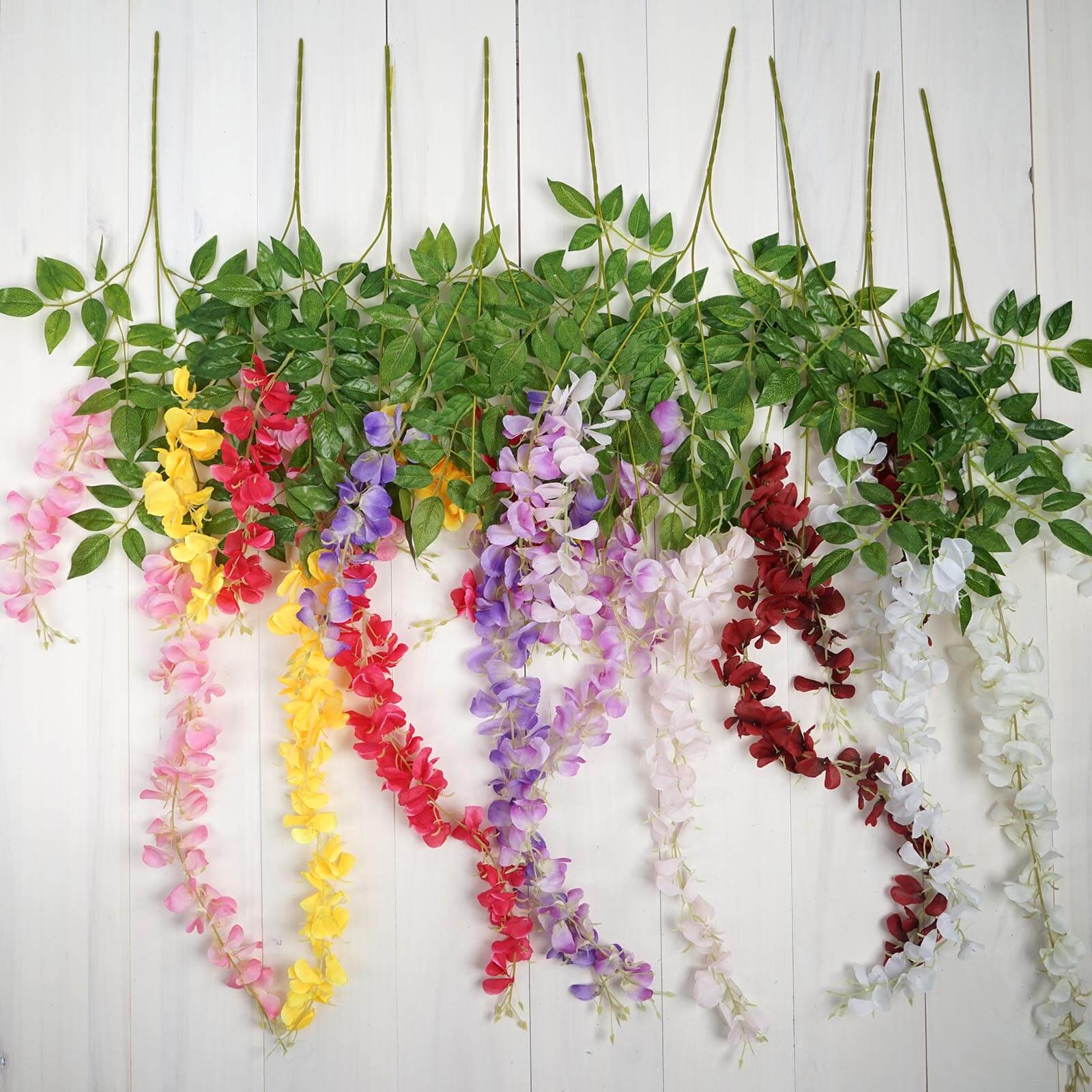 5 Pack 44 Silk Hanging Wisteria Flower Garland Vines in Fuchsia, 3 Strands in 1 Bush