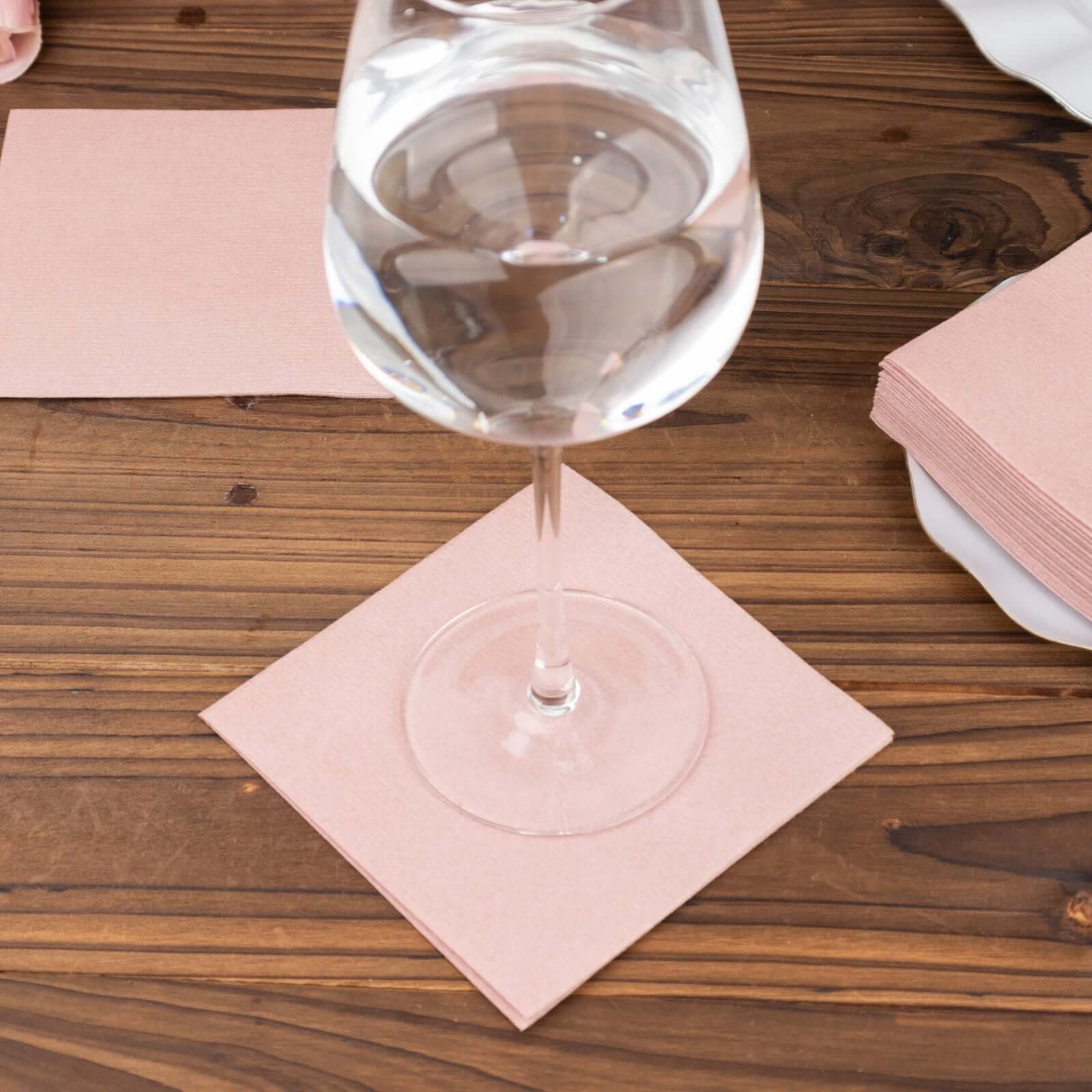 20-Pack Paper Linen-Like Cocktail Napkins Dusty Rose - Disposable 5x5 Airlaid Soft Napkins