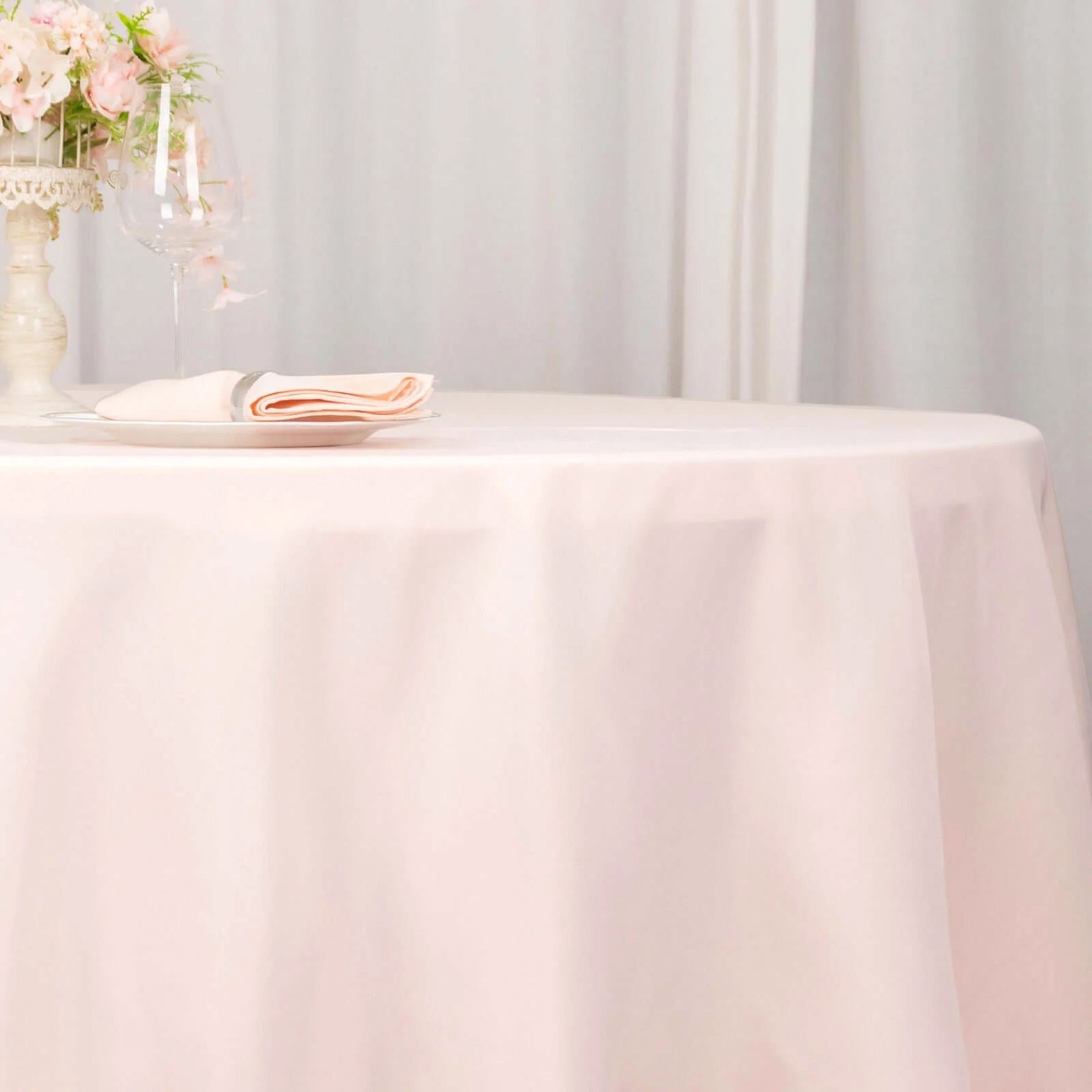 Premium Polyester 108 Round Tablecloth Blush - Wrinkle-Resistant 220GSM Table Cover