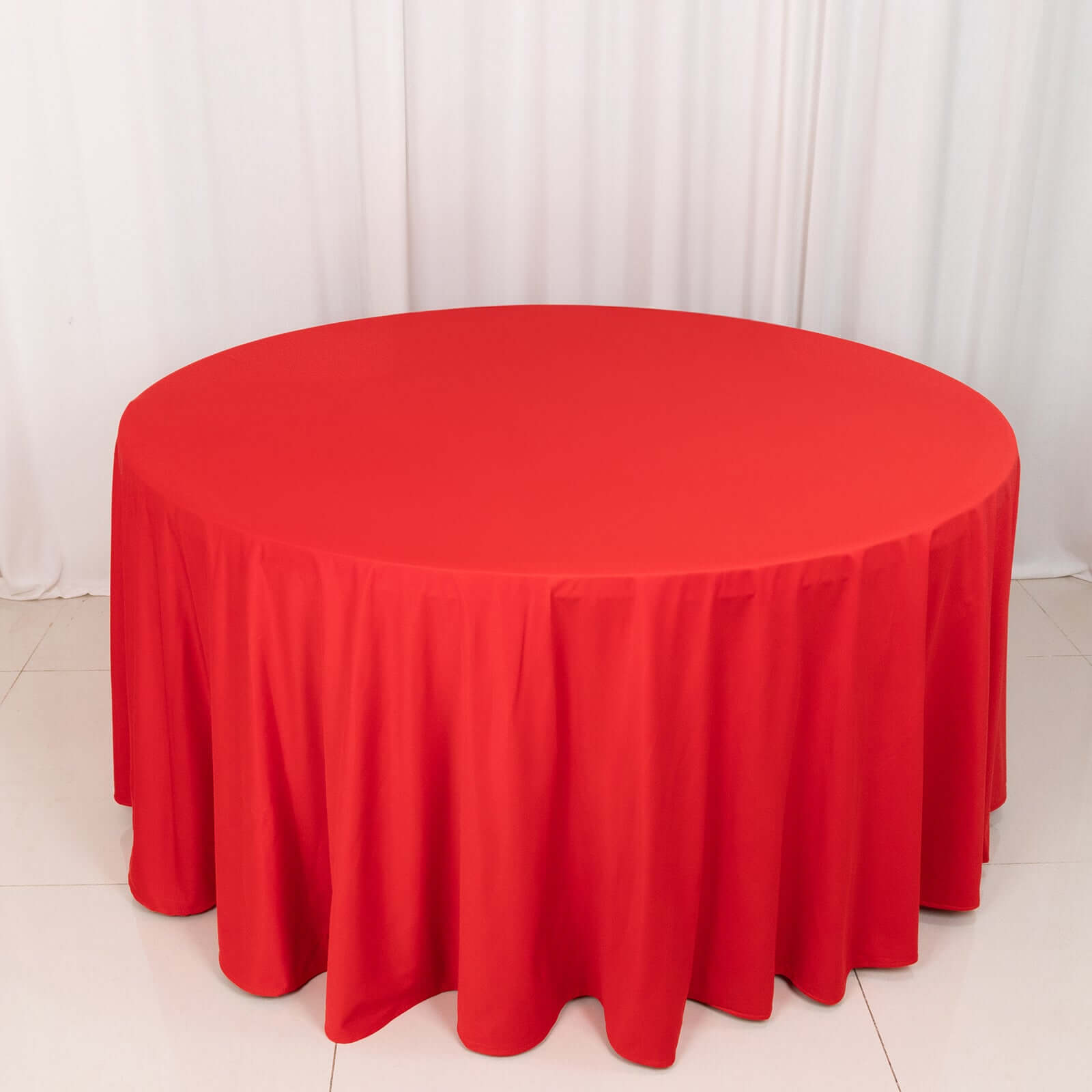 Premium Scuba Round 120 Tablecloth Red - Wrinkle Free & Stain Resistant Seamless Table Cover