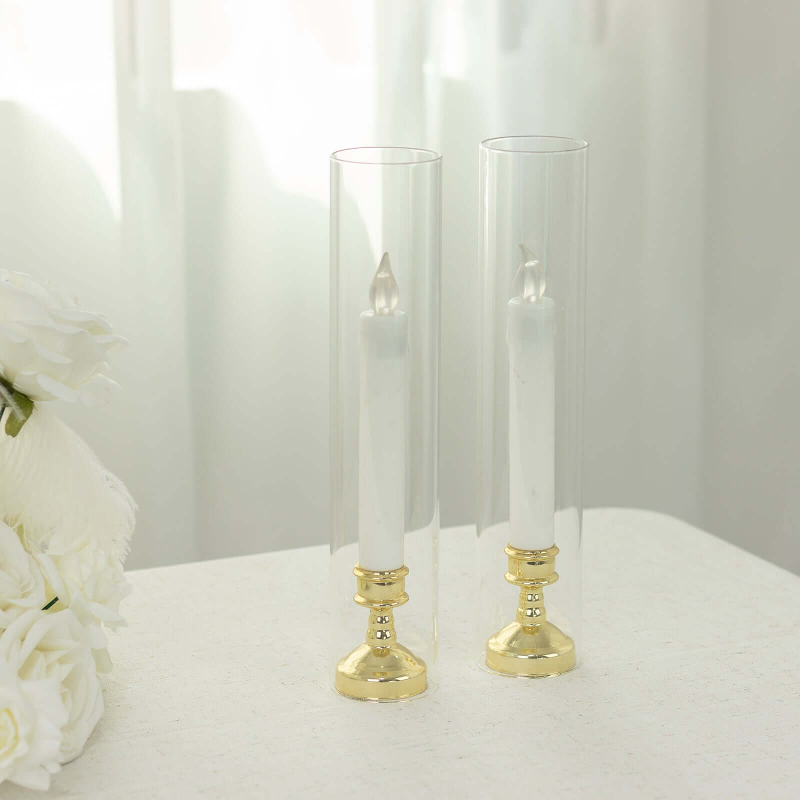 2-Pack Glass Pillar Hurricane Candle Shades - Clear Chimney Tube with 2.25 Wide Open Ends 12