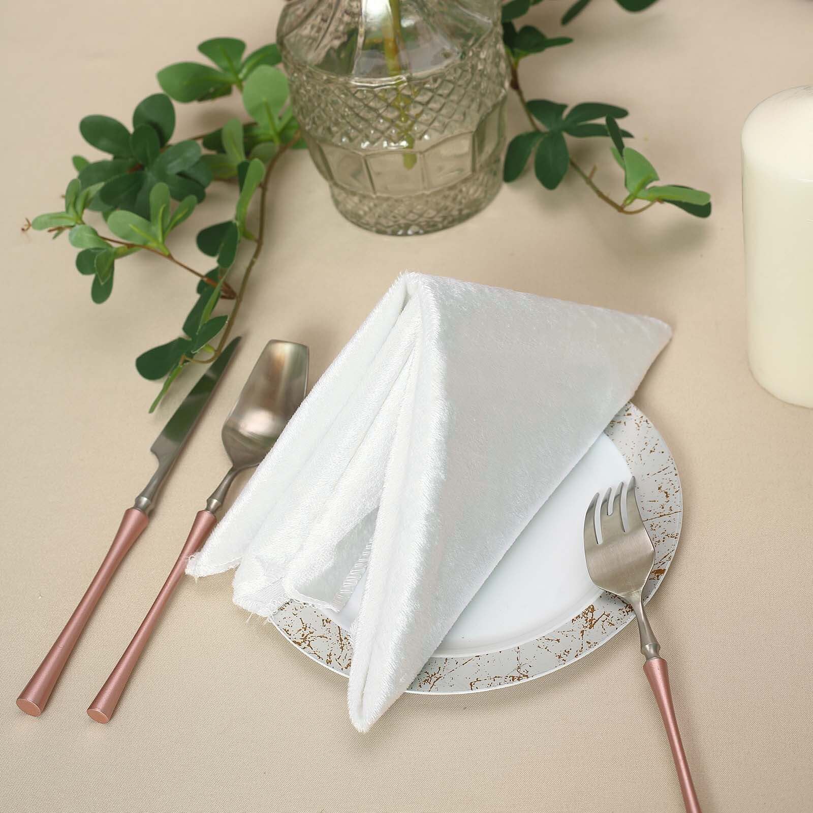 5 Pack Premium Velvet 20x20 Napkins White - Soft Sheen Finish Cloth Napkins