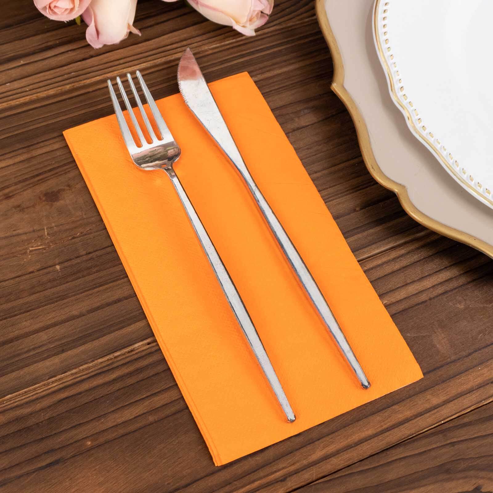 50-Pack Paper Napkins Soft Orange - Disposable 2-Ply Cocktail and Beverage Napkins for Weddings