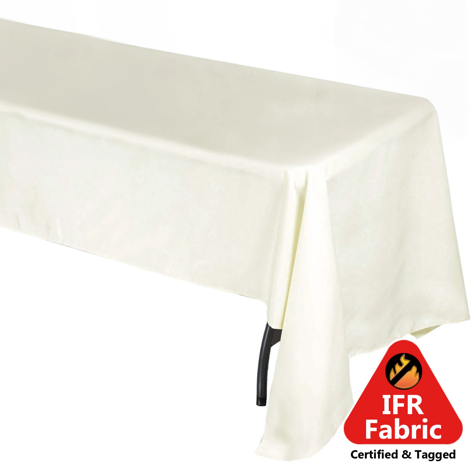 Fire Retardant Premium Polyester 60x126 Rectangular Tablecloth Ivory - High-Performance Table Cover