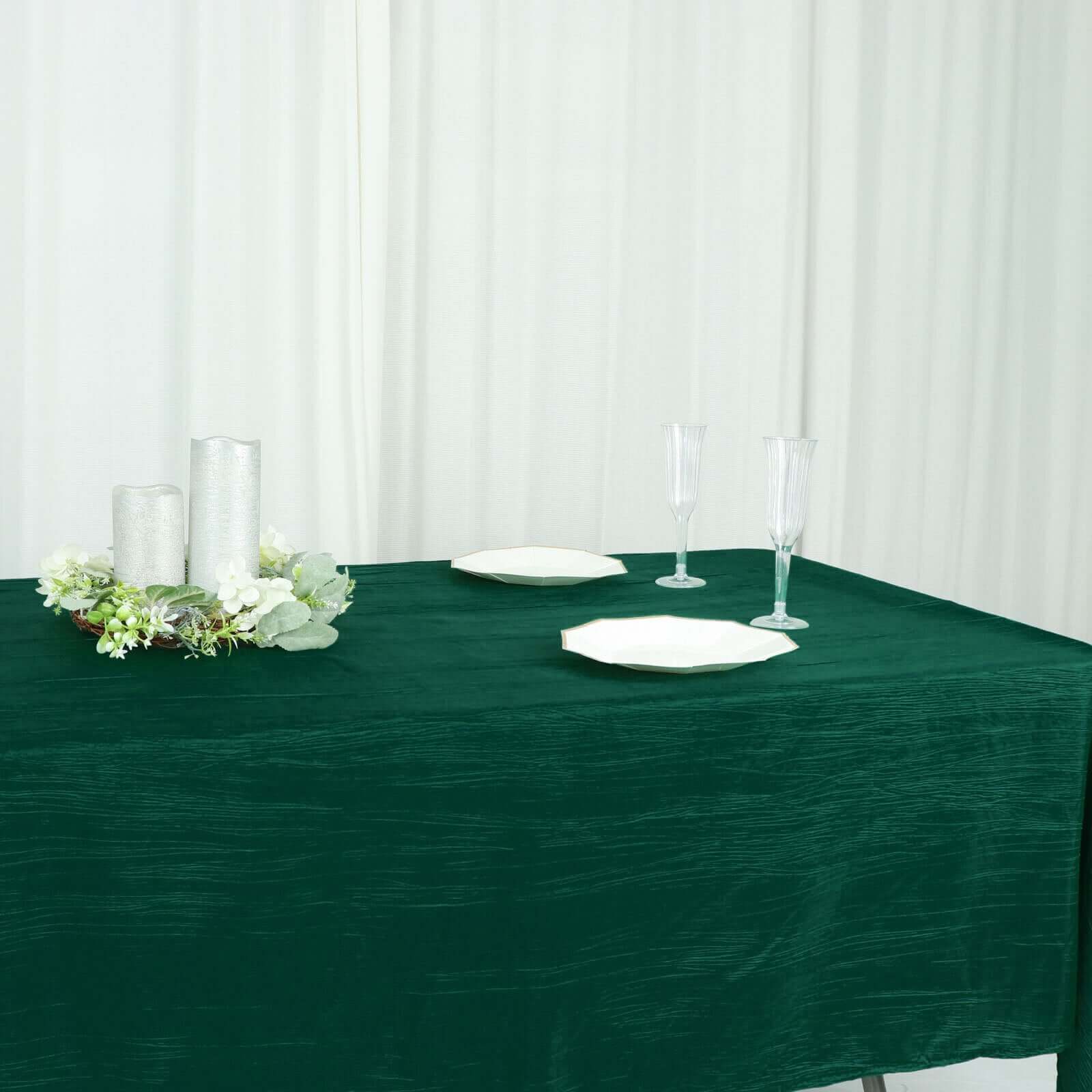 Taffeta 60x102 Rectangle Tablecloth Hunter Emerald Green - Accordion Crinkle Table Cover