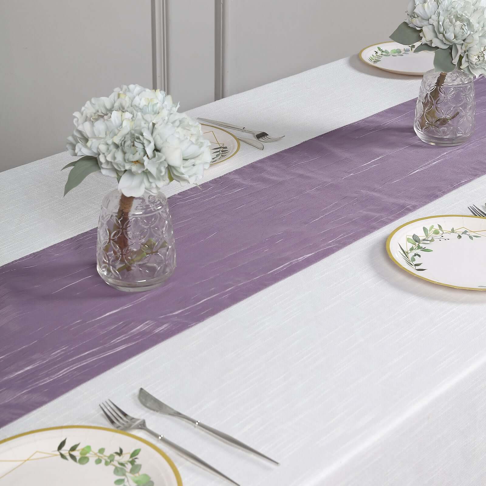 Taffeta 12x108 Table Runner Violet Amethyst - Accordion Crinkle Design