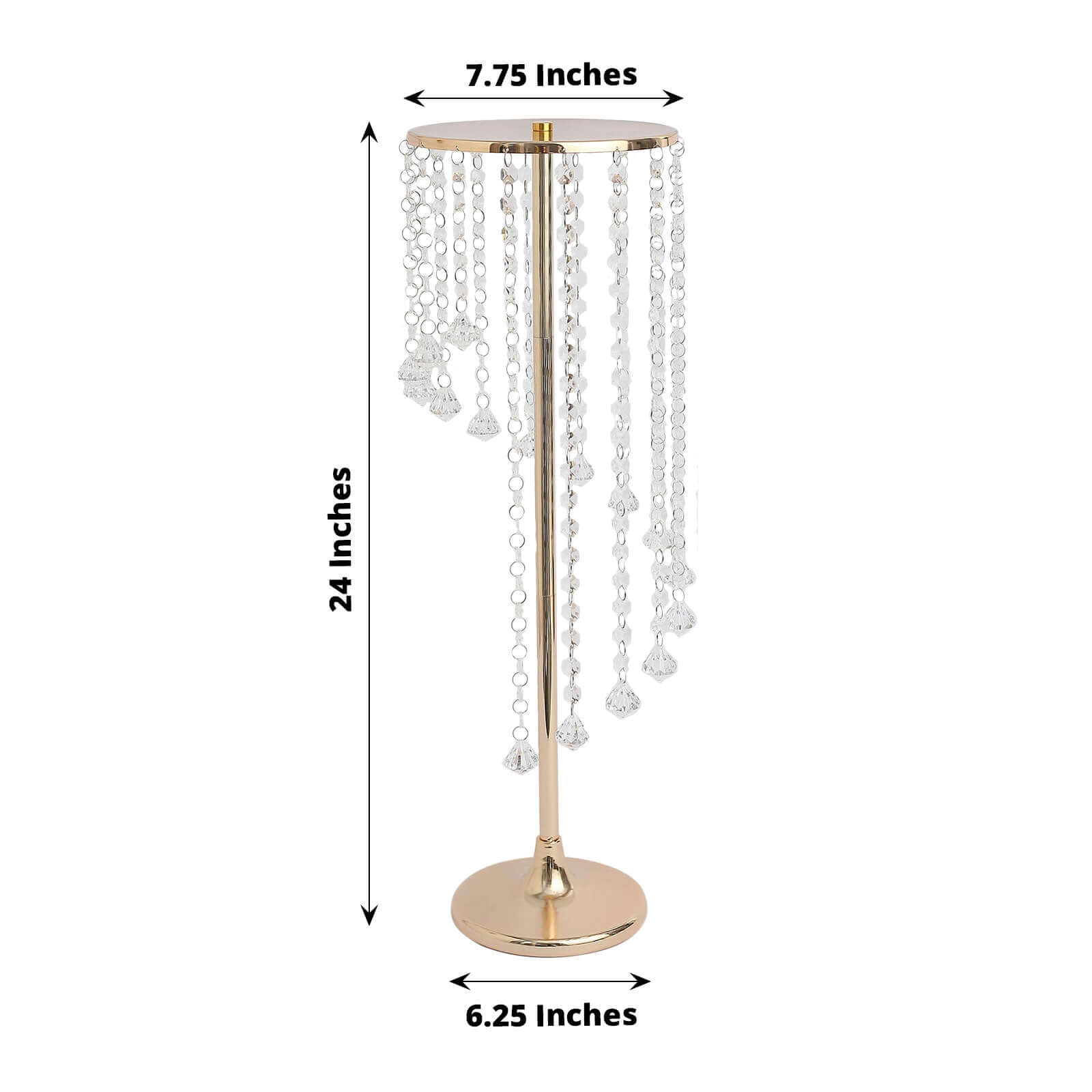 2-Pack Metal Flower Stand Gold with Spiral Hanging Beads - Crystal Pedestal Table Wedding Centerpiece 24