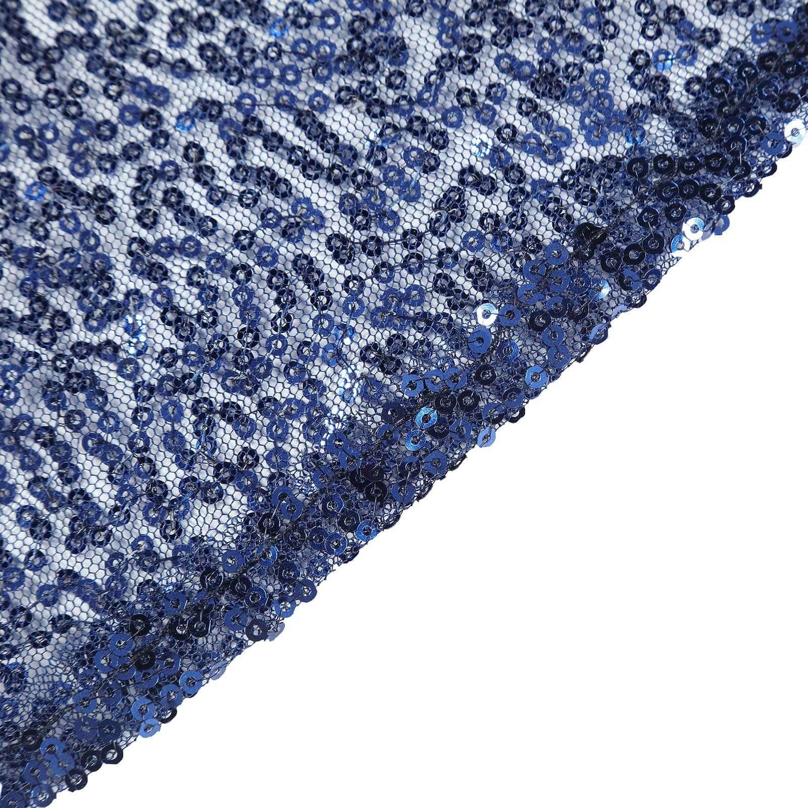 Sequin 132 Round Tablecloth Navy Blue - Seamless Dazzling Table Cover