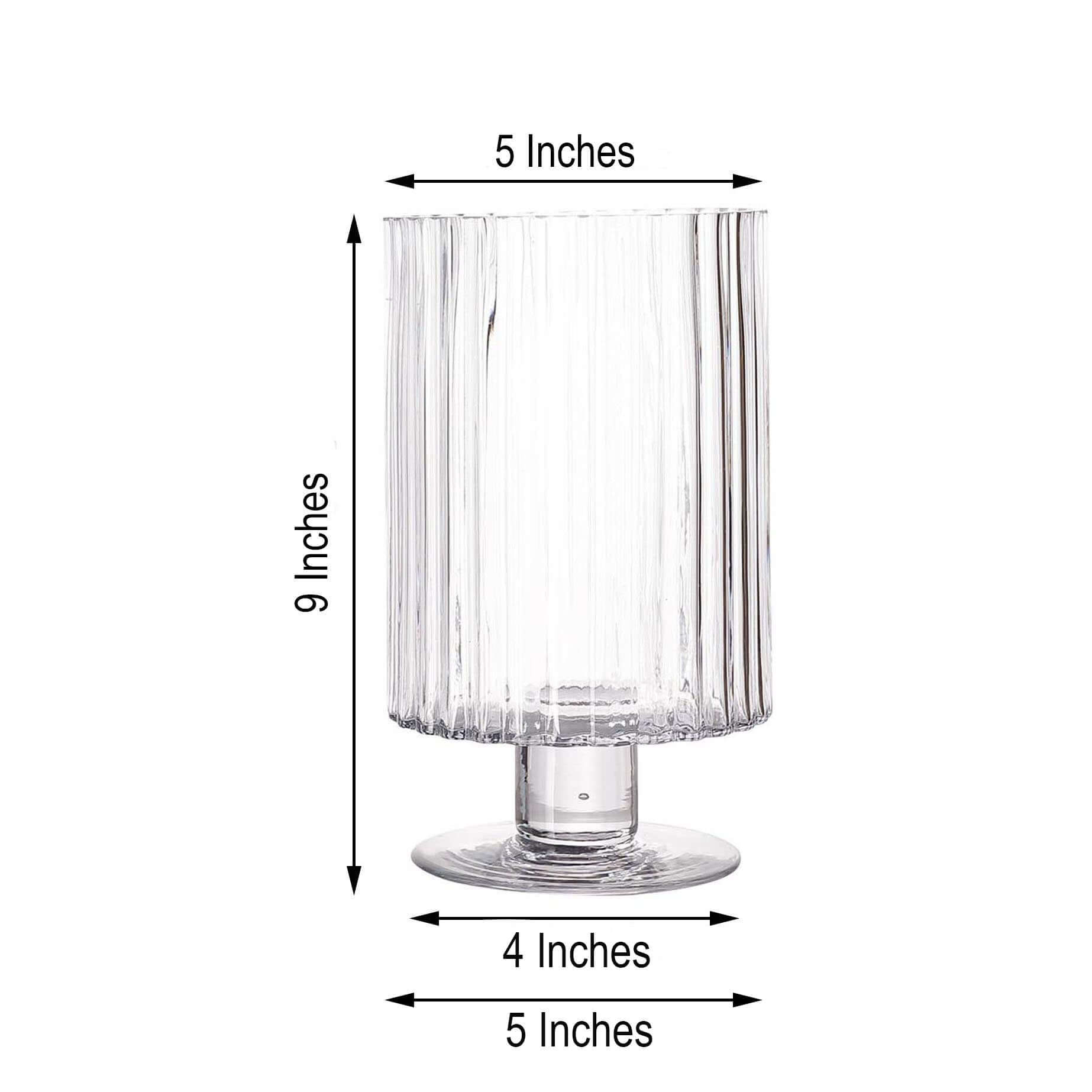 2-Pack Glass Pedestal Vases Ribbed Design Clear - Durable Votive Candle Holders for Events 9