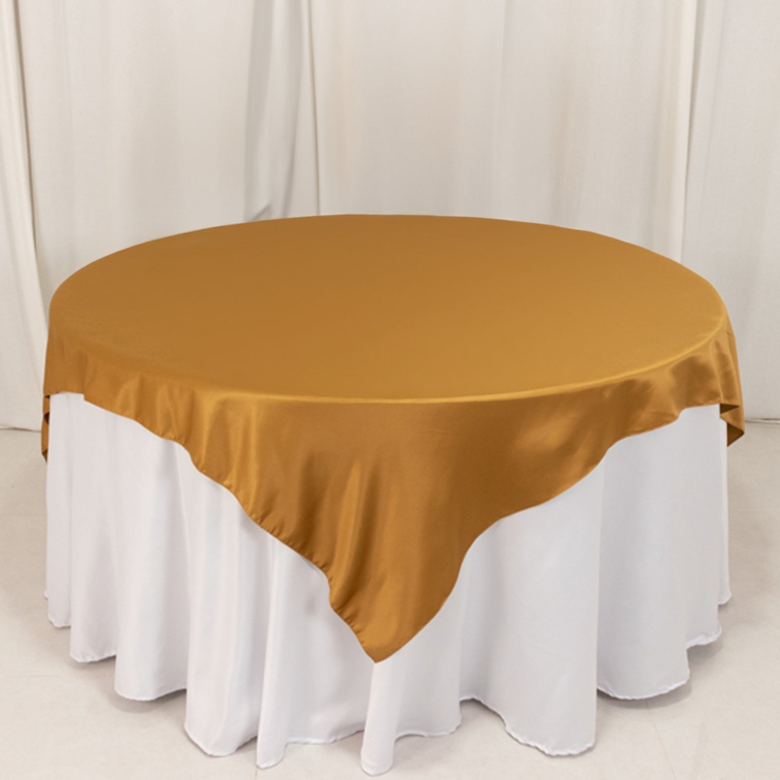 Lamour Satin 72x72 Table Overlay Square Tablecloth Gold - Smooth Finish for Luxurious Events