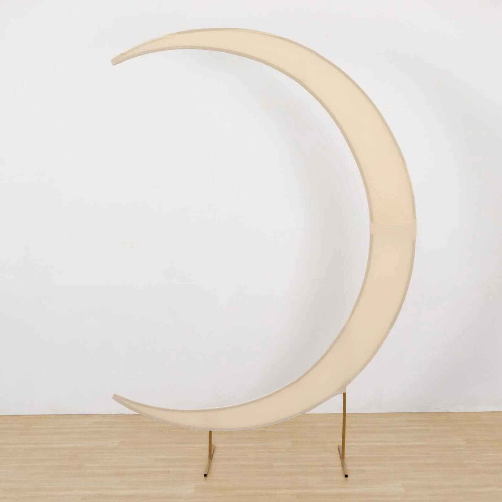 7.5ft Beige Spandex Crescent Moon Wedding Arch Cover, Custom Fitted Chiara Backdrop Stand Cover