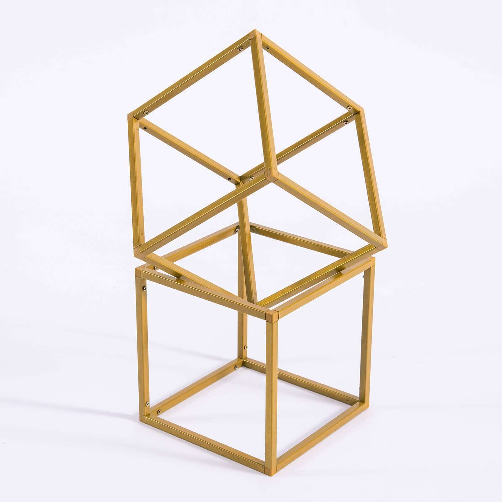 2-Pack Metal Flower Stands Gold Geometric Wedding Centerpieces Square Frame - Compact Design 8