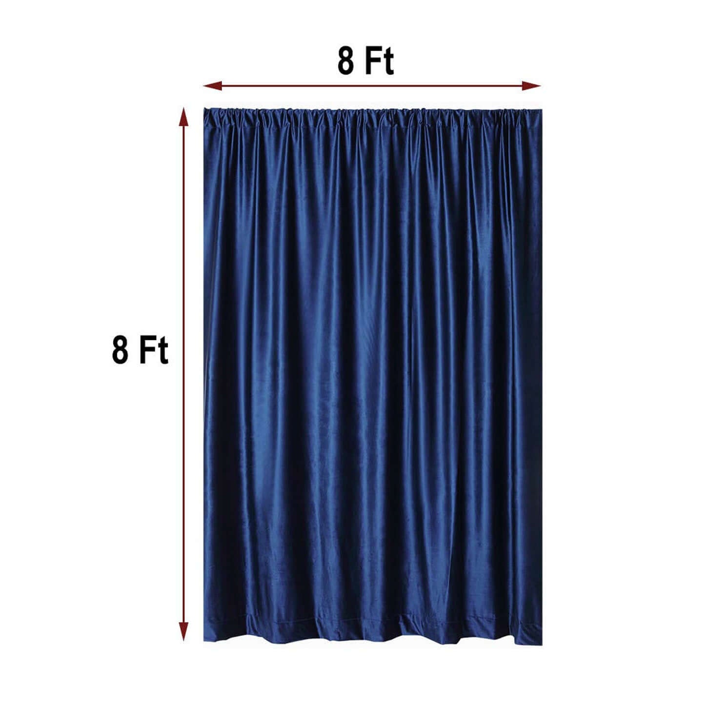 8ftx8ft Navy Blue Premium Smooth Velvet Event Curtain Drapes, Privacy Backdrop Event Panel with Rod Pocket