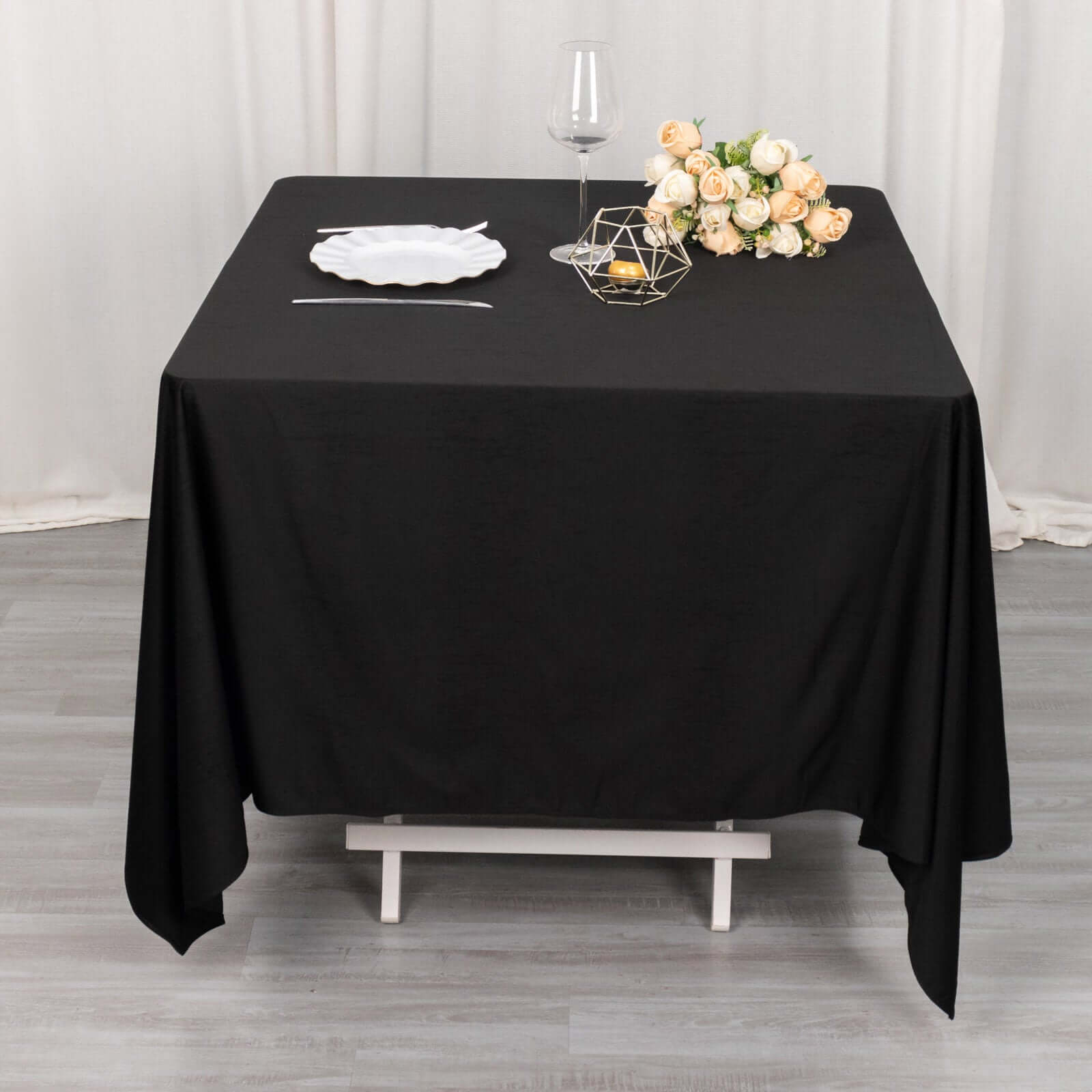 Premium Scuba Square 70x70 Tablecloth Black - Wrinkle Free & Stain Resistant Table Cover