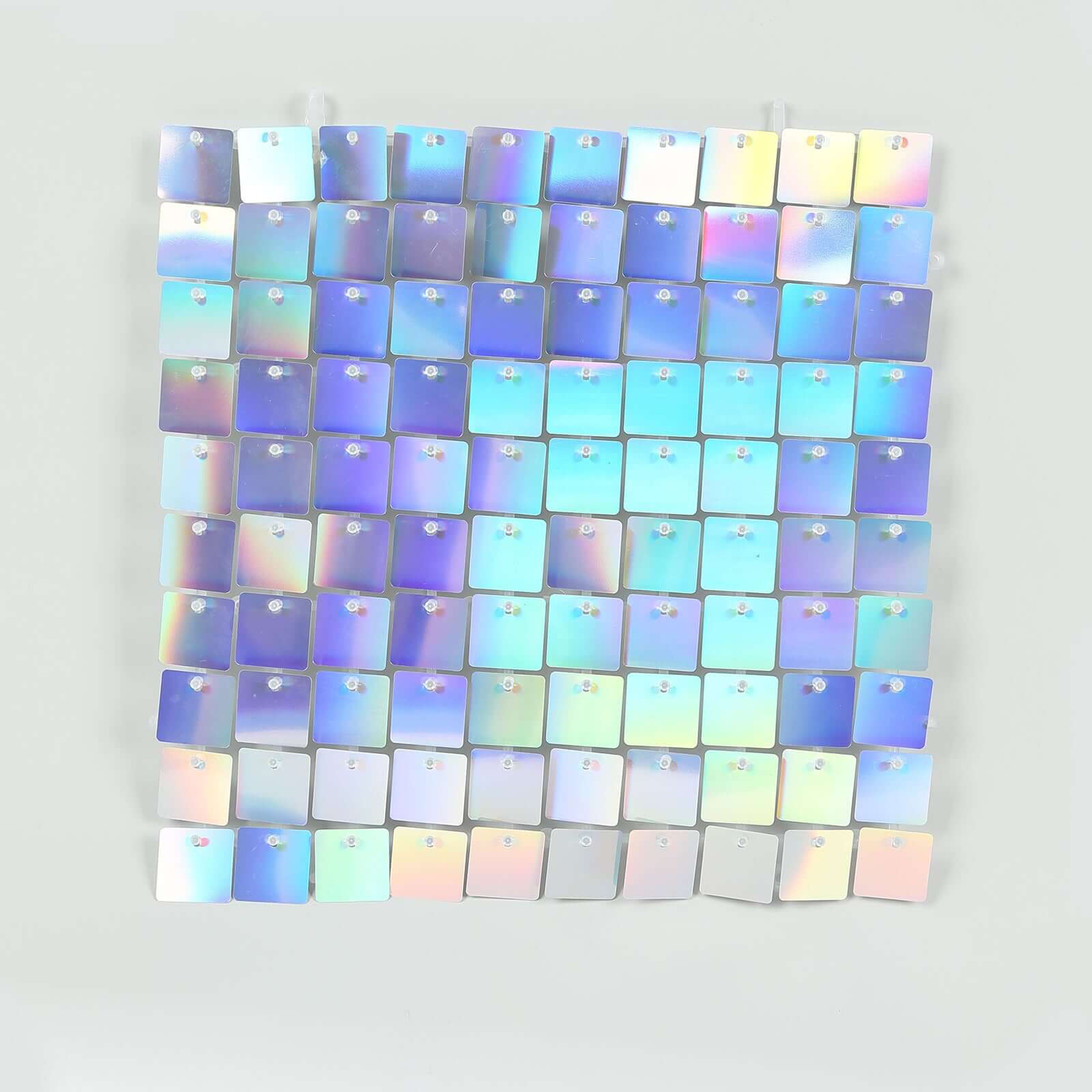 Disco Theme Iridescent Blue Square Sequin Shimmer Wall Party Photo Backdrop, 24sq.ft Active Spangle Wall Art Décor Panels - 24 Panels