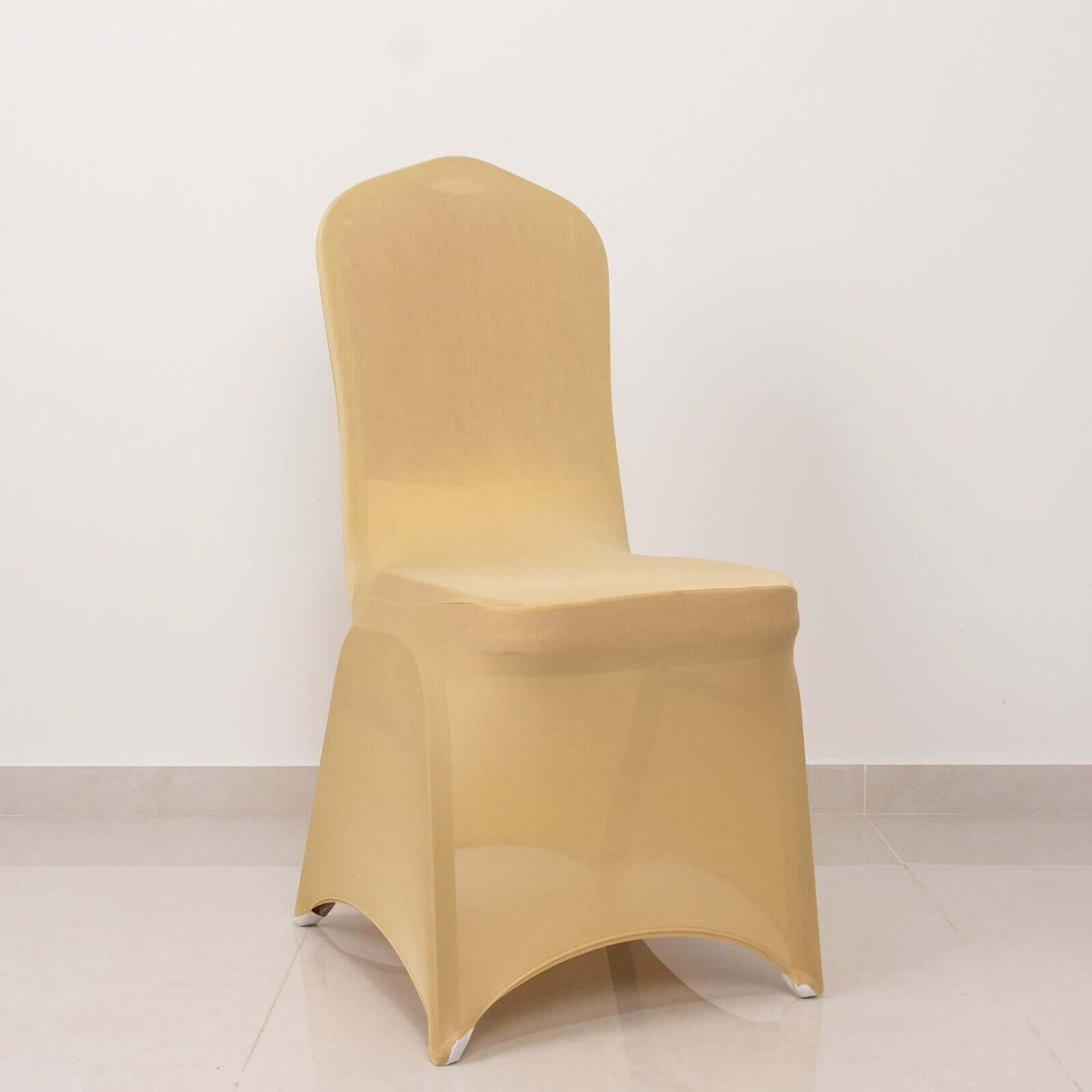 Spandex Chair Cover with Champagne Rhinestone Buckled Sash Band Blush - Stretch Fitted Slipcover