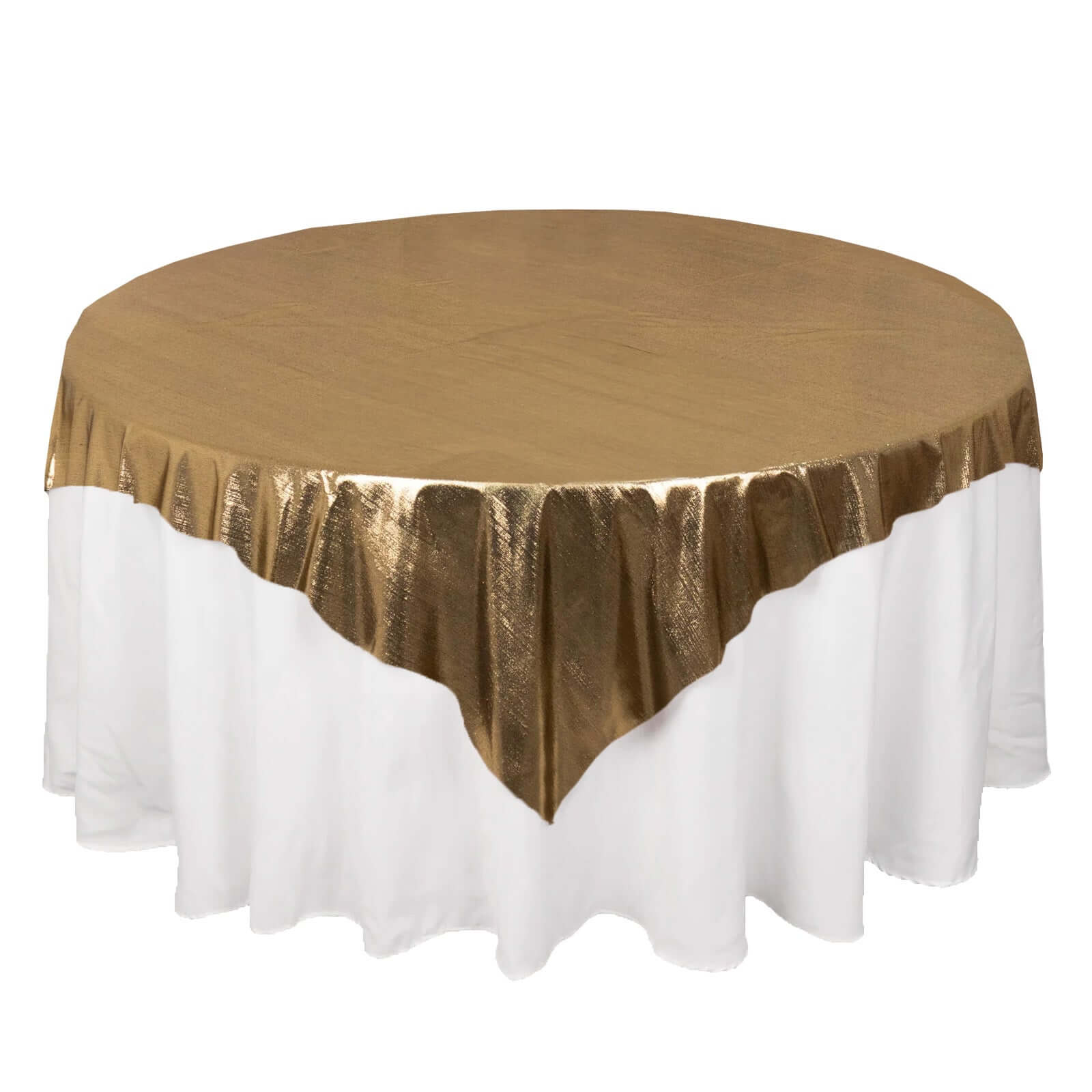 Polyester 72x72 Table Overlay Square Tablecloth Antique Gold - Sequin Dots Wrinkle-Free Table Cover