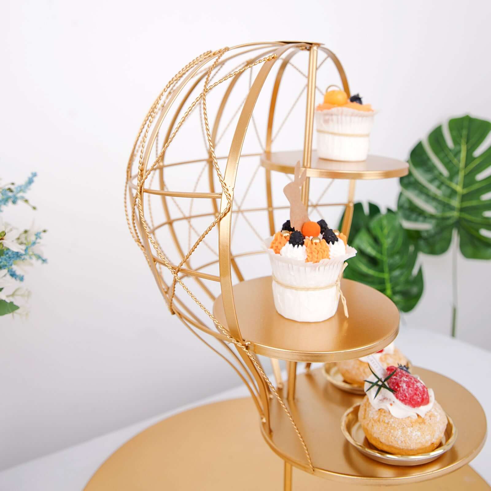 4-Tier Metal Cupcake Dessert Display Stand Gold Hot Air Balloon Design - Stylish Dessert Serving Tray Centerpiece Platter for Whimsical Carnival Inspired Events & Celebrations19