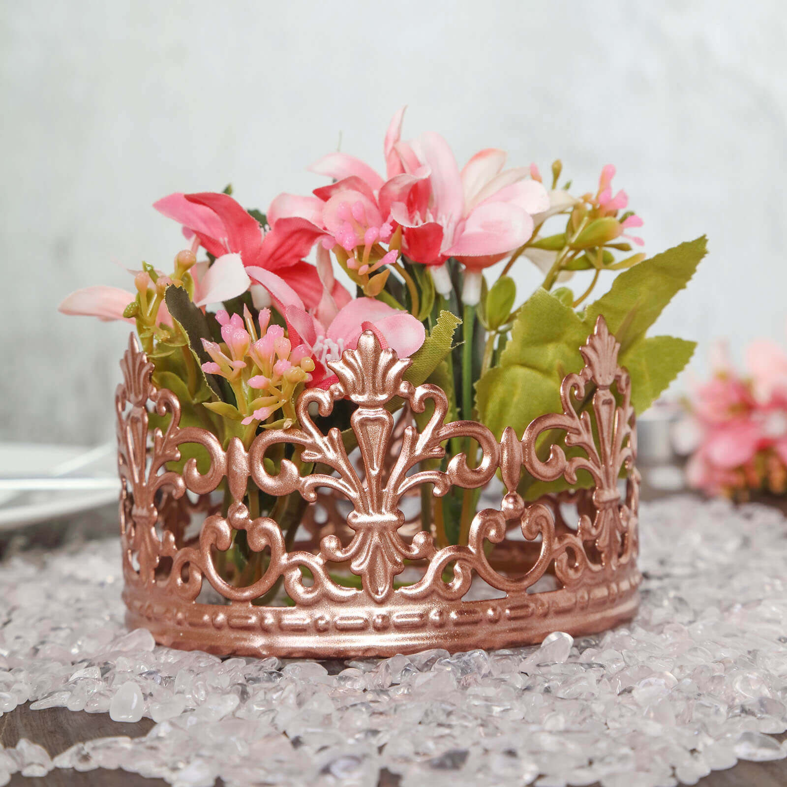 Metal Princess Crown Cake Topper Rose Gold - Exquisite Cake Centerpiece Decor for Quinceaeras Bridal Showers & Fairytale-Themed Events 2