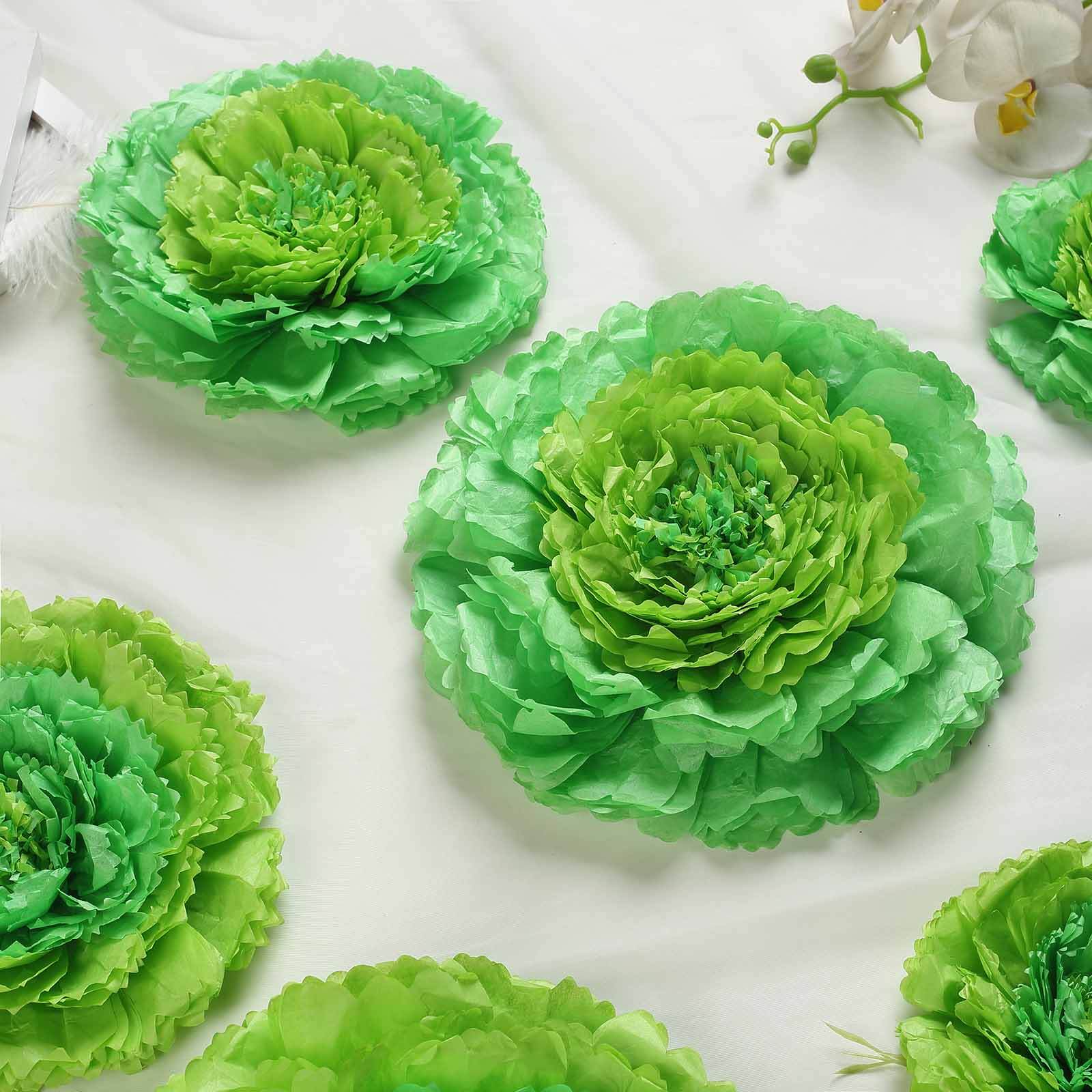 Set of 6 Mint Green Carnation 3D Paper Flowers Wall Decor - 7,9,11