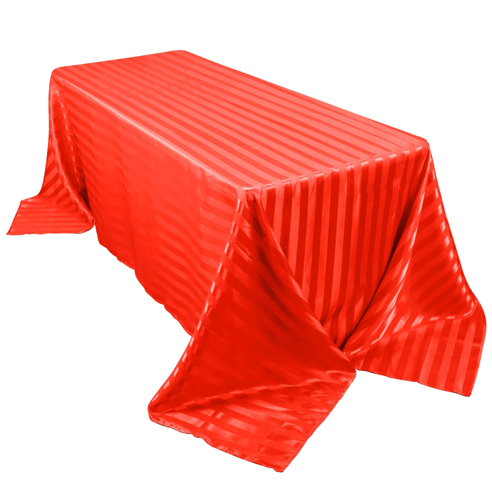 Satin Striped 90x132 Rectangular Tablecloth Red Satin Stripe - Seamless Silky Smooth Table Cover