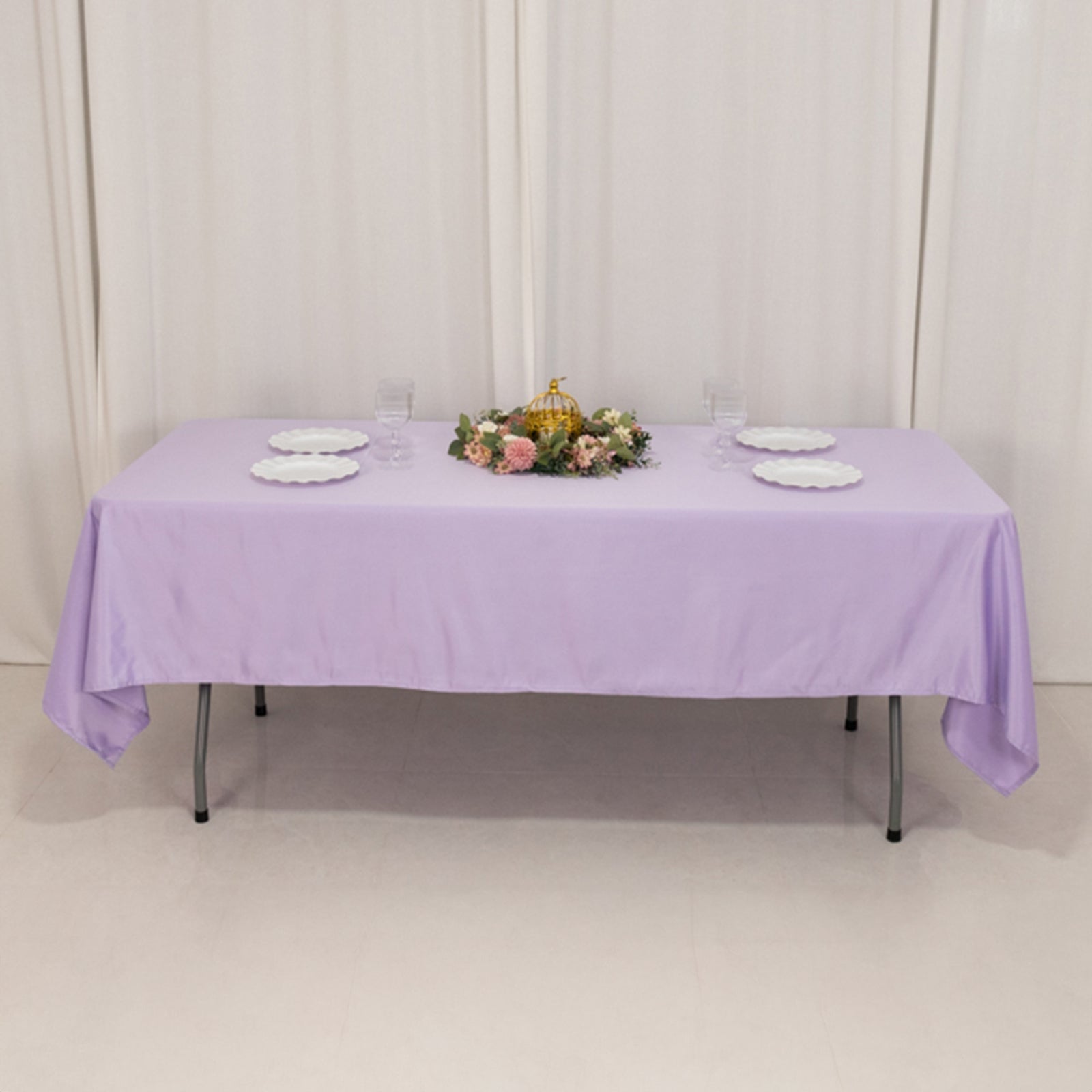 Lamour Satin 60x102 Rectangle Tablecloth Lavender Lilac - Durable & Silky Soft Feel Table Cover