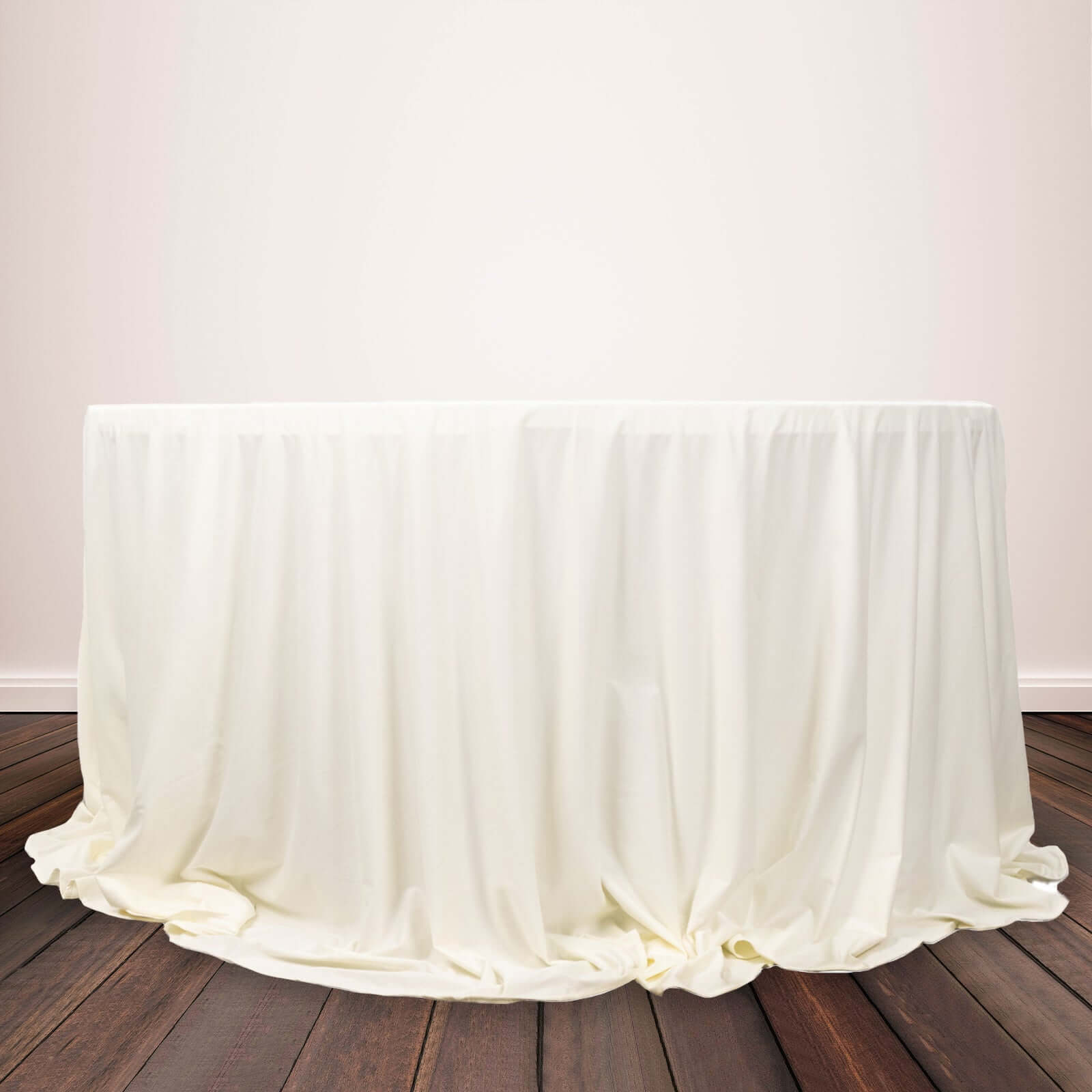 Premium Scuba Round 132 Tablecloth Ivory - Wrinkle Free & Stain Resistant Seamless Table Cover