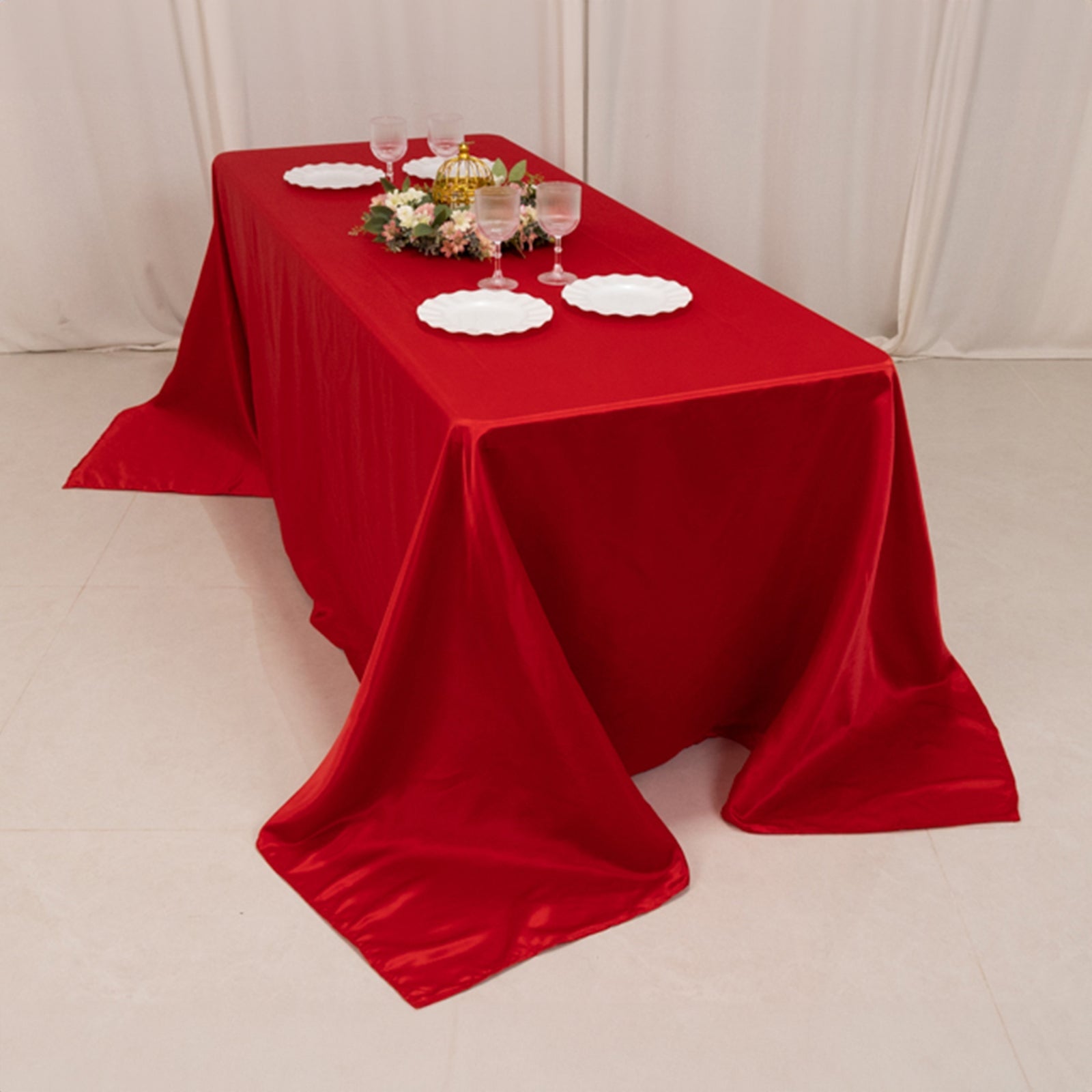 Lamour Satin 90x132 Rectangle Tablecloth Red - Soft & Silk-Like Seamless Table Cover