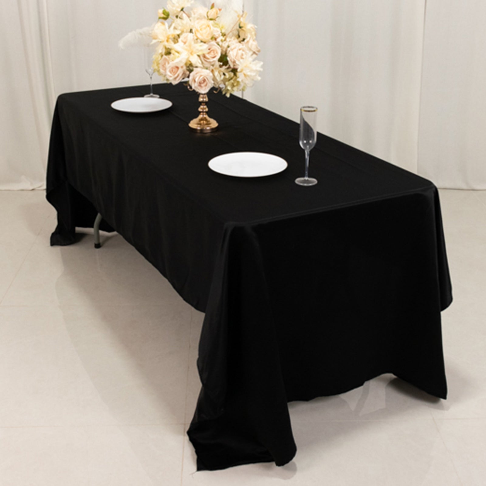 Lamour Satin 60x126 Rectangle Tablecloth Black - Soft & Silk-Like Table Cover for Upscale Dining