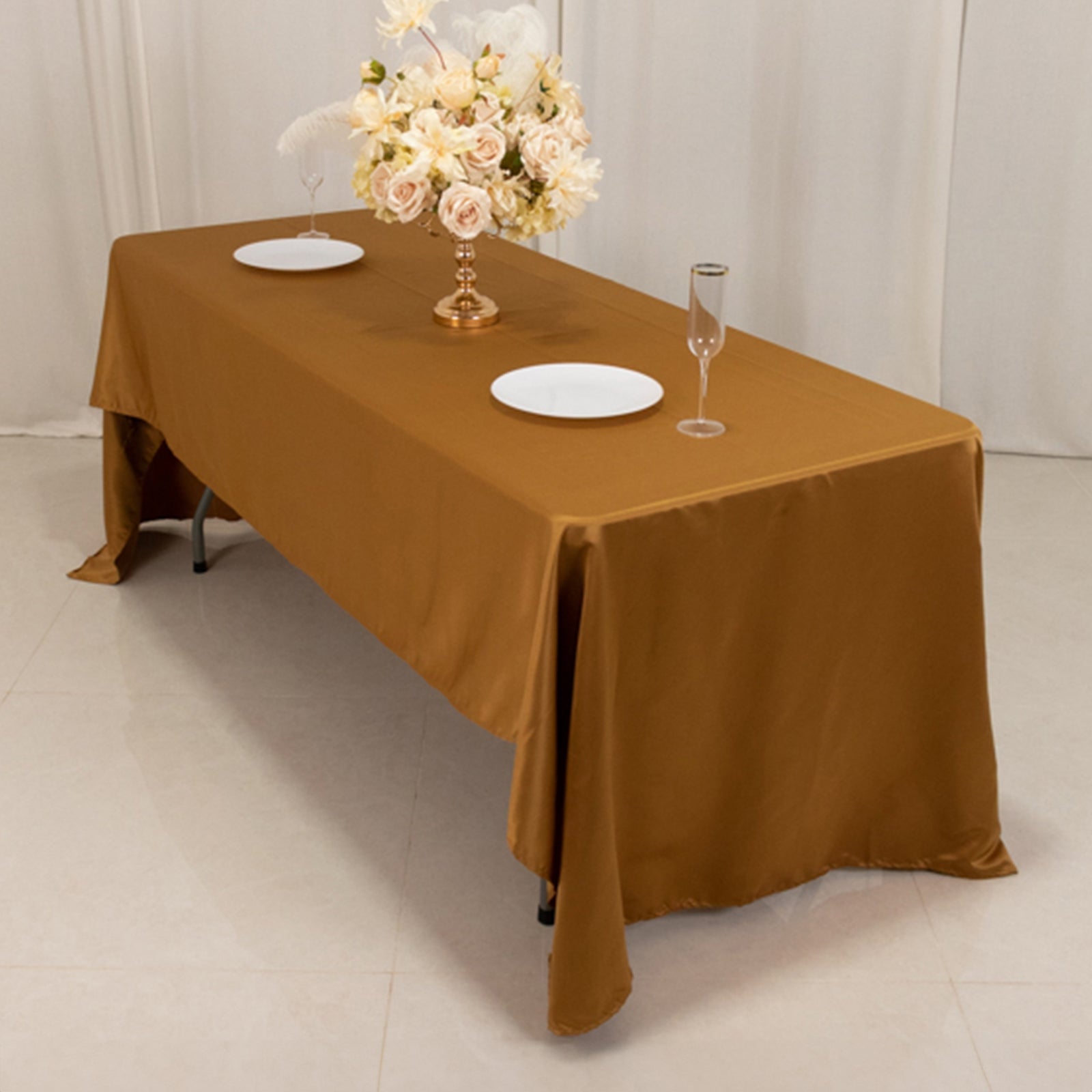 Lamour Satin 60x126 Rectangle Tablecloth Gold - Soft & Silk-Like Table Cover for Upscale Dining