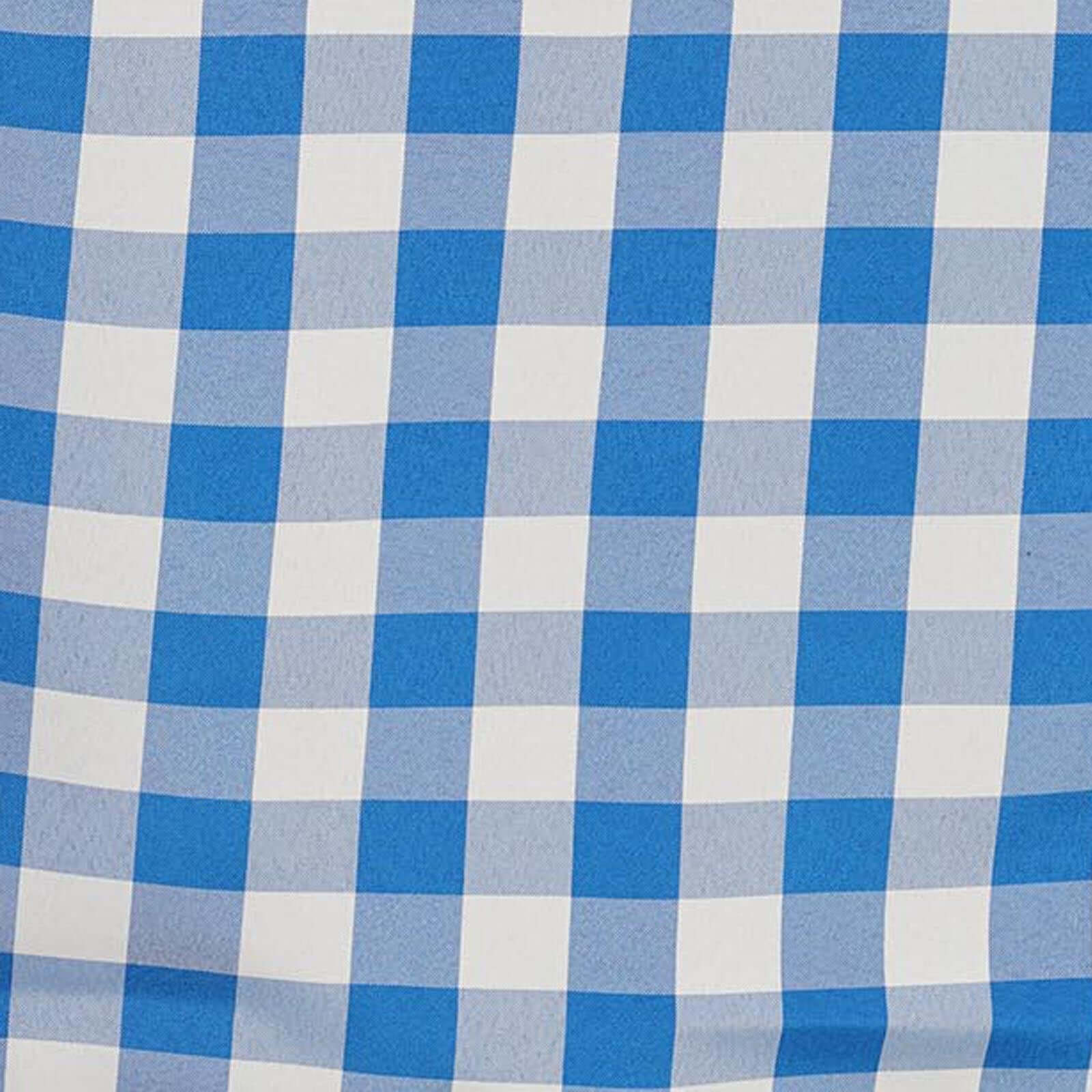 Polyester 70x70 Table Overlay Square Tablecloth White/Blue - Checkered Buffalo Plaid Table Topper