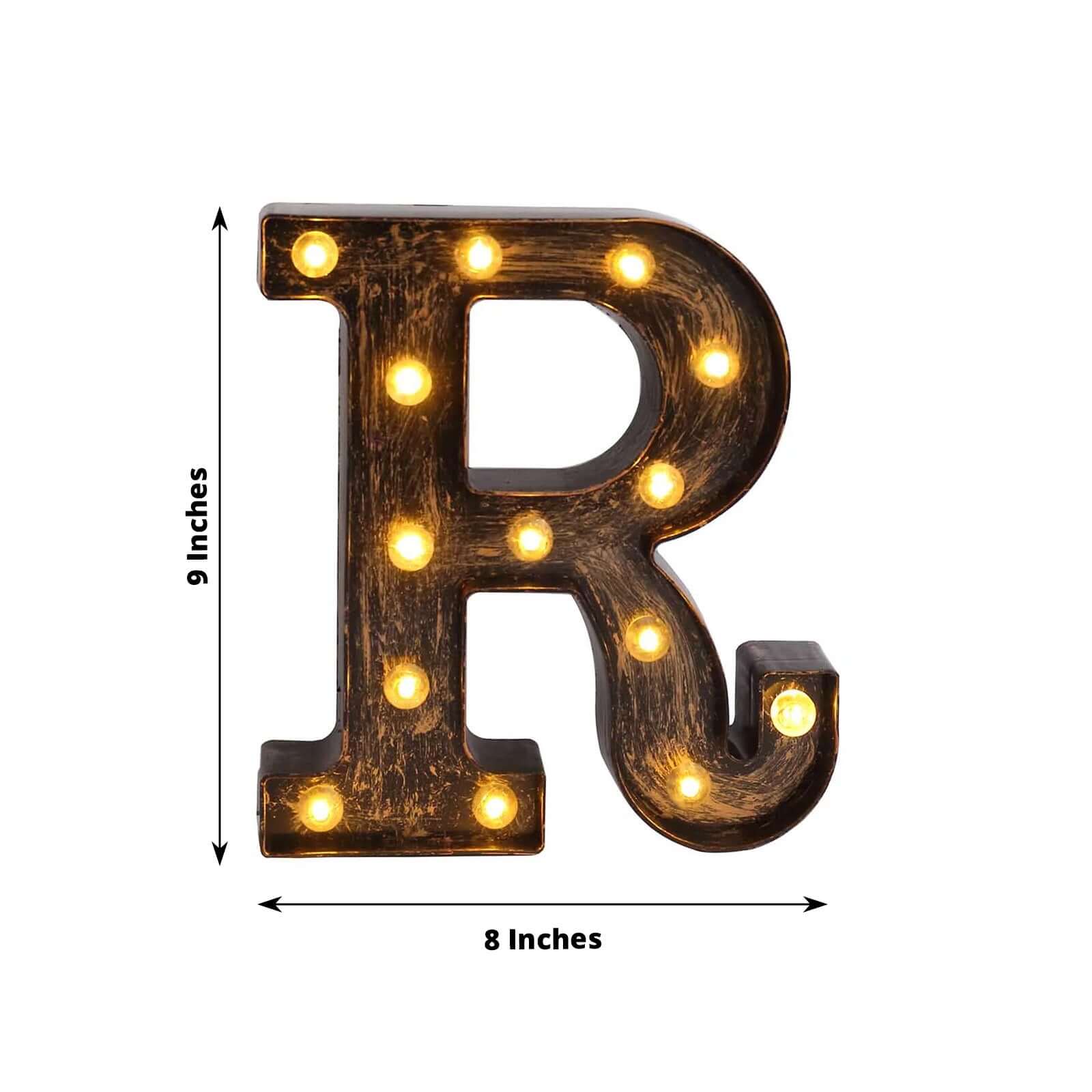 LED Marquee Letter R Industrial Style Antique Black - Light-Up Alphabet Sign for Weddings & Displays 9