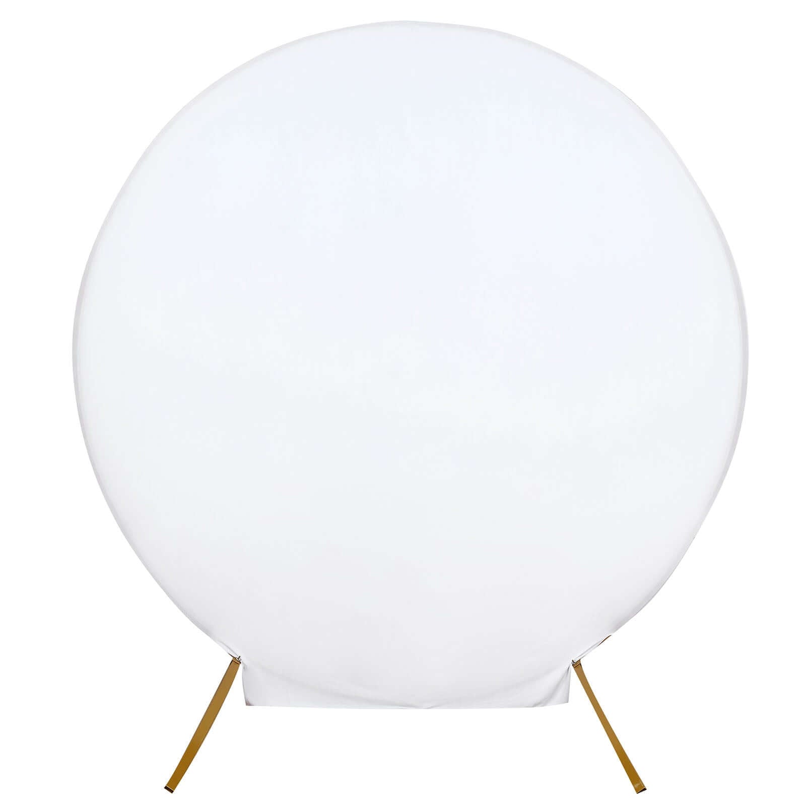 7.5ft White Round Spandex Fit Party Backdrop Stand Cover