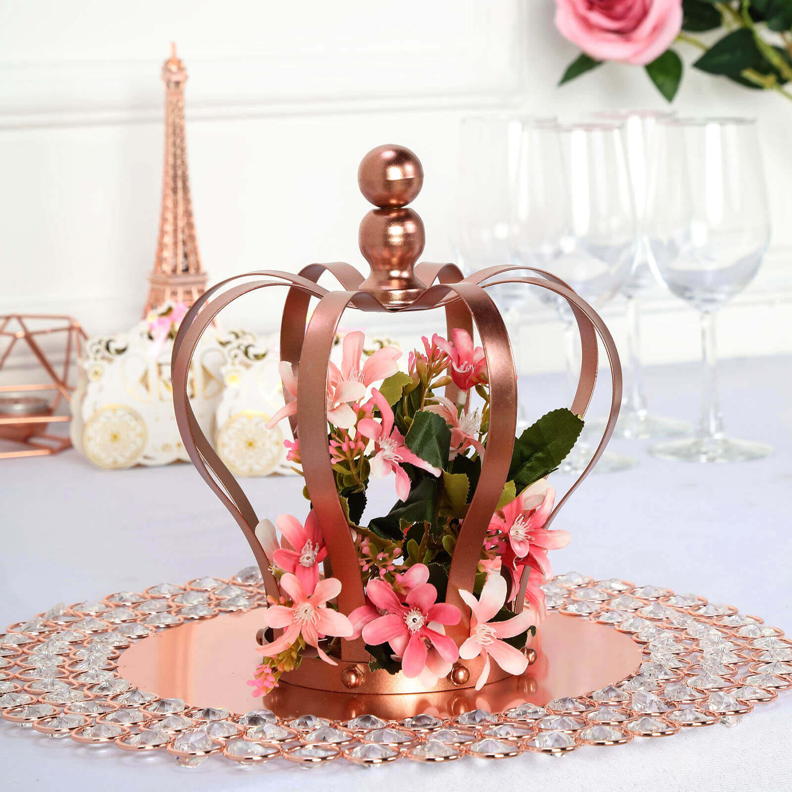 Metal Royal Crown Cake Topper Rose Gold - Sophisticated Wedding Cake Centerpiece Decor for Themed Events 9