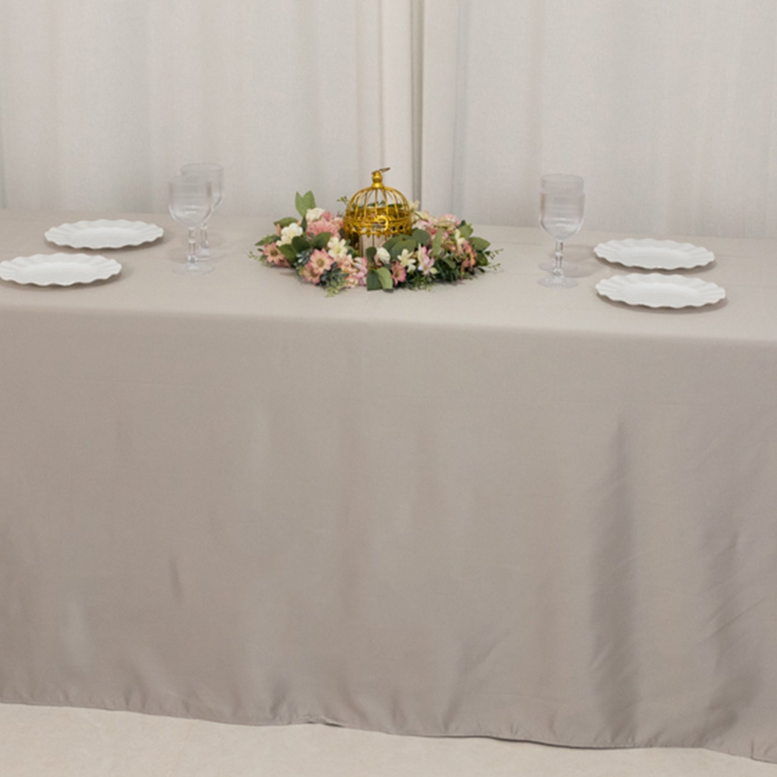 Lamour Satin 90x156 Rectangle Tablecloth Silver - Luxurious, Soft Seamless Table Cover