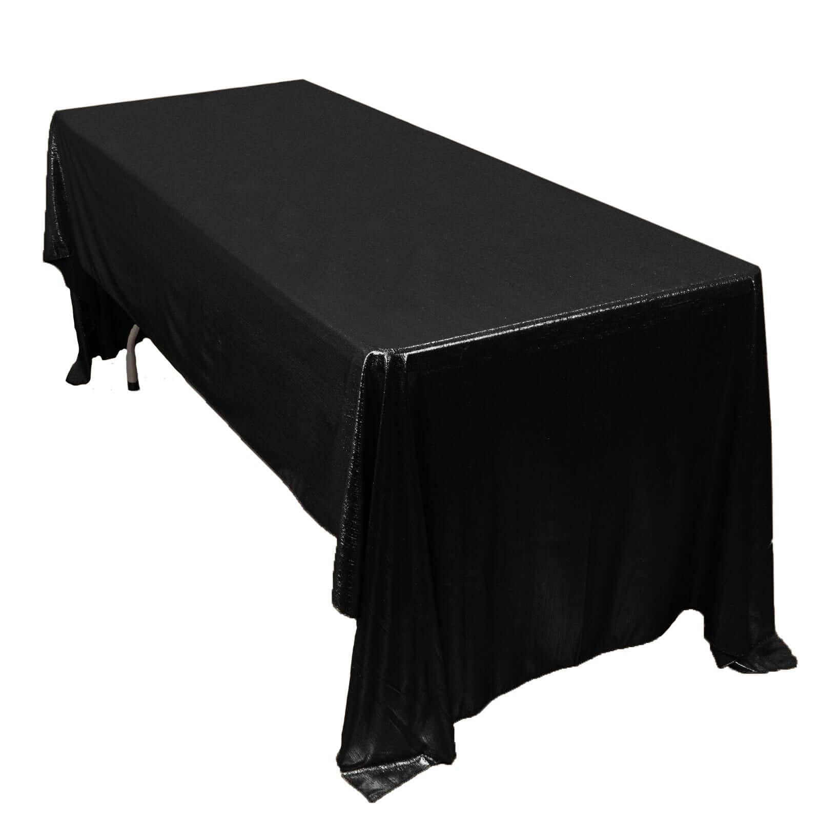 Sequin Dots Polyester 60x126 Rectangle Tablecloth Shimmering Black - Wrinkle Free & Sparkling Table Cover