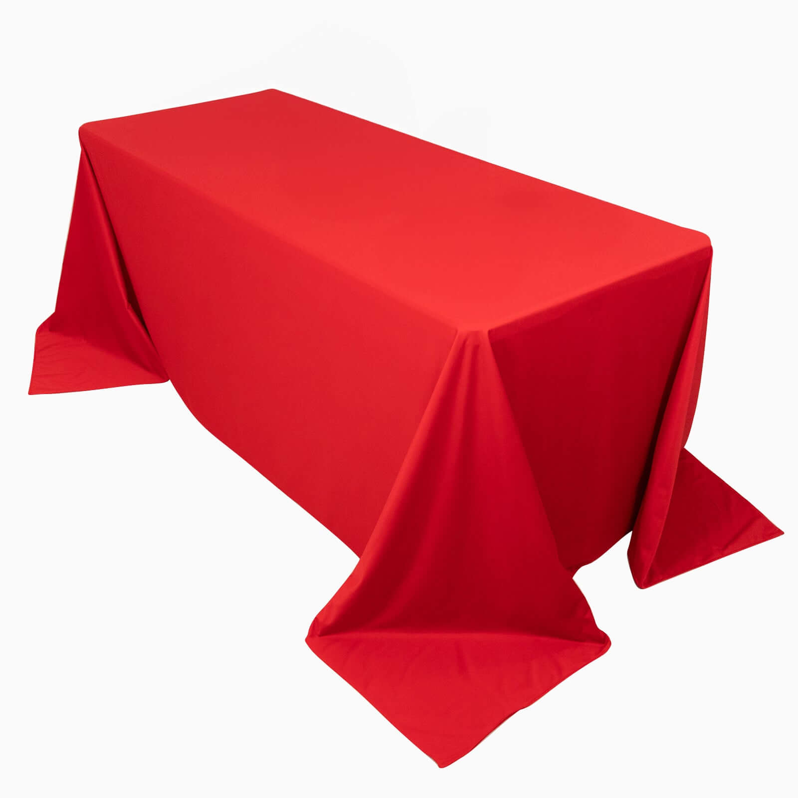 Premium Scuba Rectangular 90x132 Tablecloth Red - Wrinkle Free, Stain Resistant & Seamless Table Cover