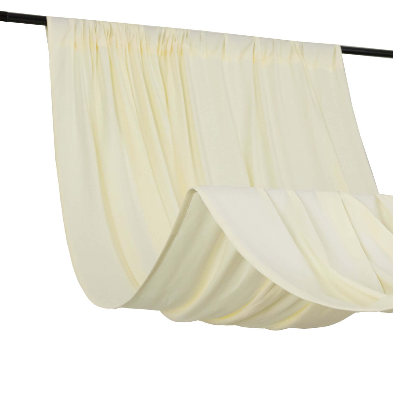 Ivory 4-Way Stretch Spandex Event Curtain Drapes, Wrinkle Free Backdrop Event Panel with Rod Pockets - 5ftx10ft