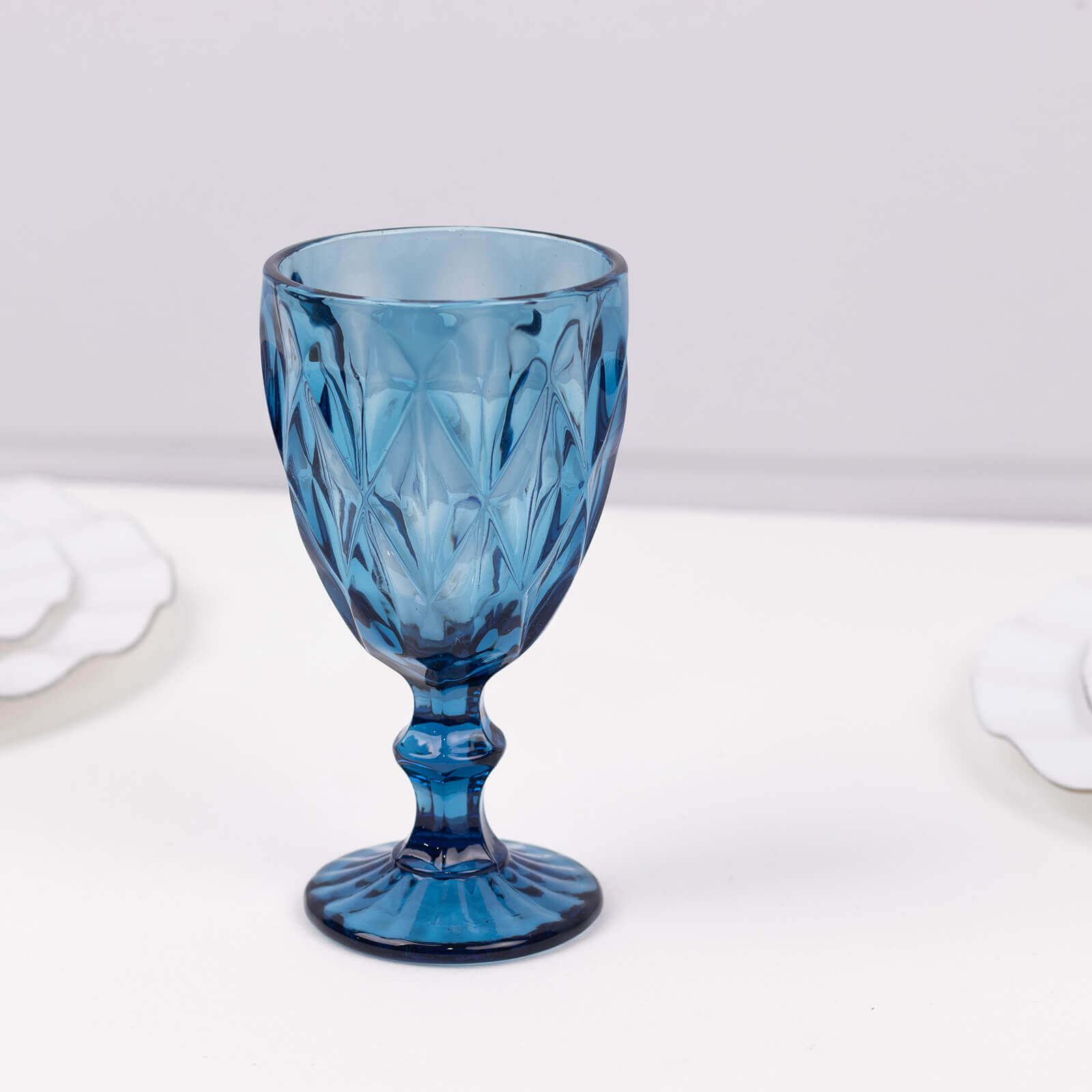 6-Pack Wine Glasses Ocean Blue Embossed Crystal Cut Design Stemmed - Colored Goblets for Parties & Events 12oz 7