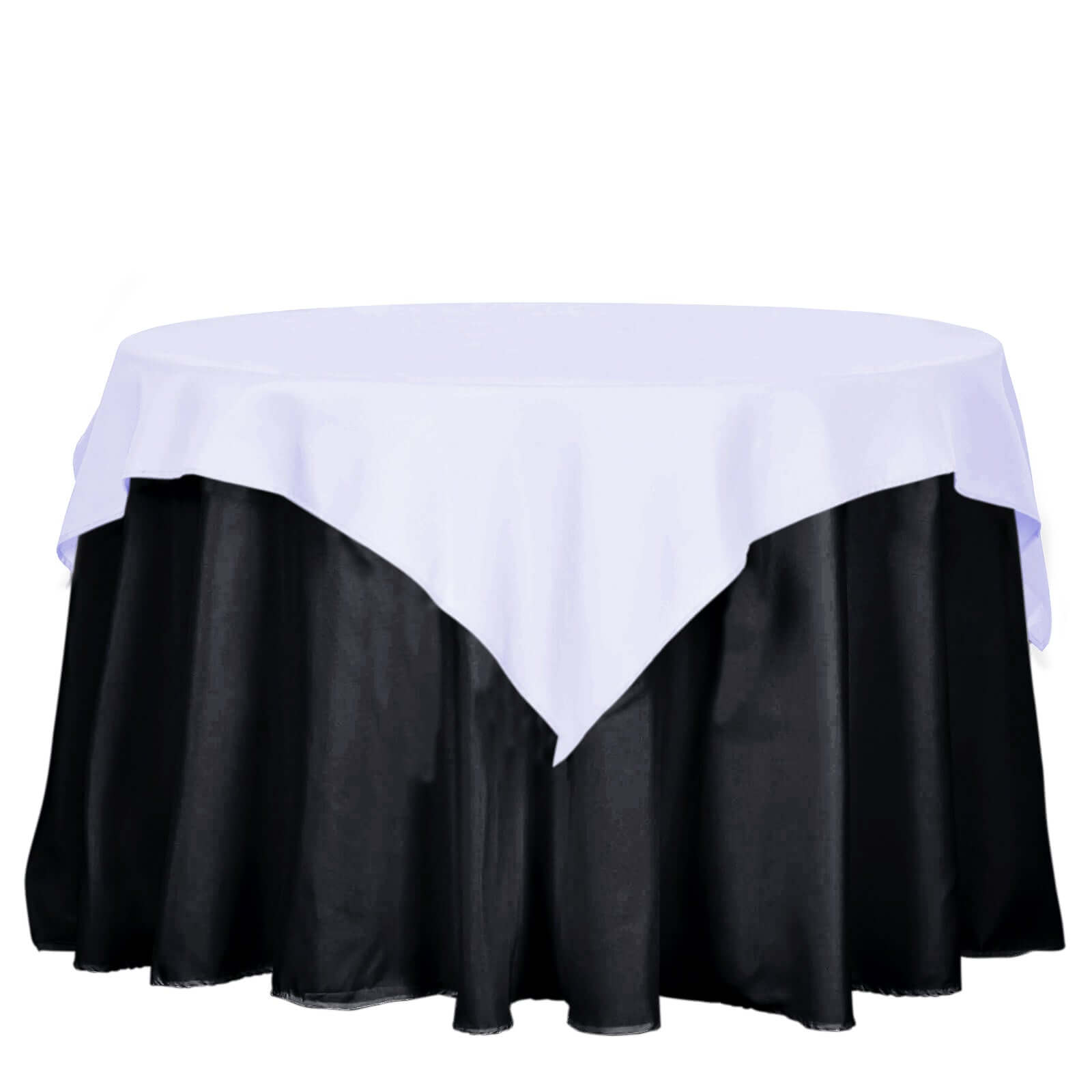 Polyester 54x54 Table Overlay Square Tablecloth White - Wrinkle-Resistant & Durable Table Cover for Events