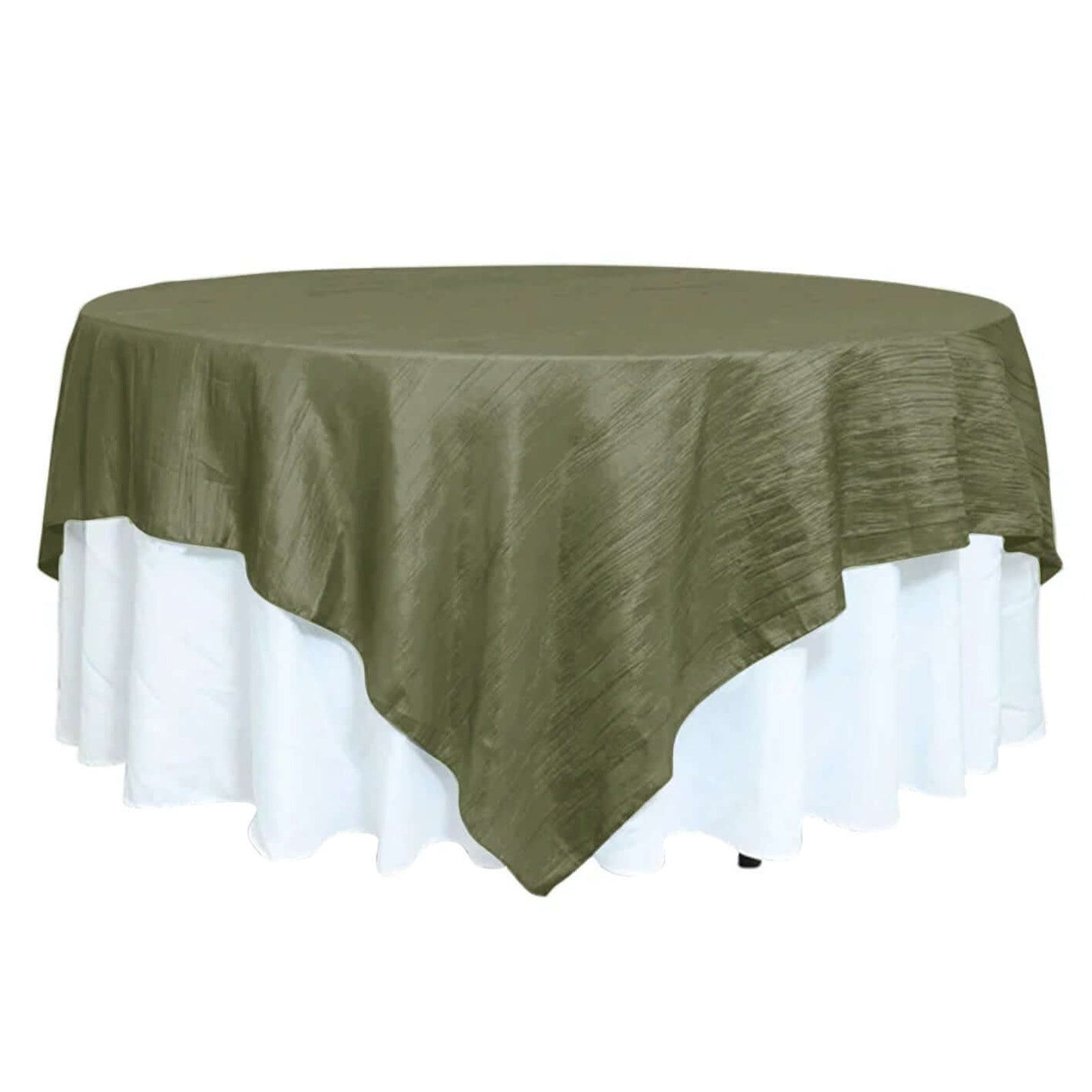 Taffeta 90x90 Table Overlay Square Tablecloth Dusty Sage Green - Accordion Crinkle Table Cover